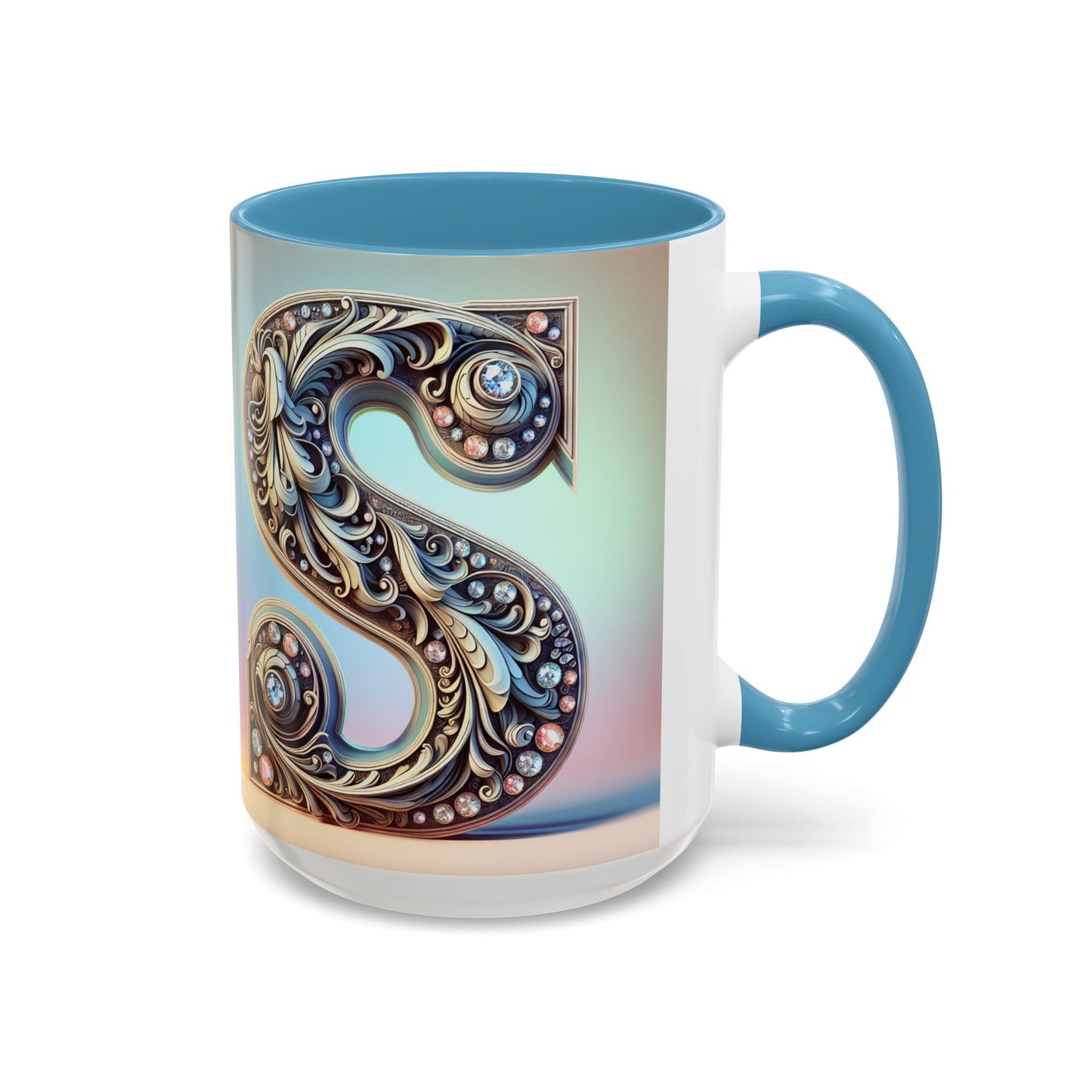 Elegant Initial Accent Coffee Mug - Personalized Embellished Design 11oz & 15oz