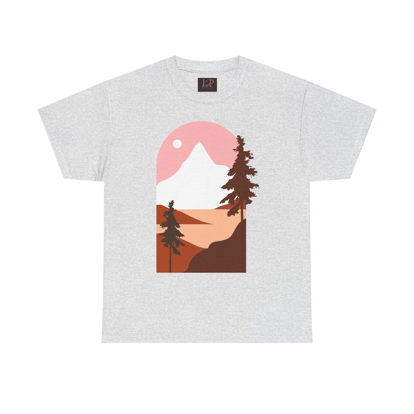 Mountain Sunset Unisex Heavy Cotton Tee - Nature Lover's Graphic T-Shirt