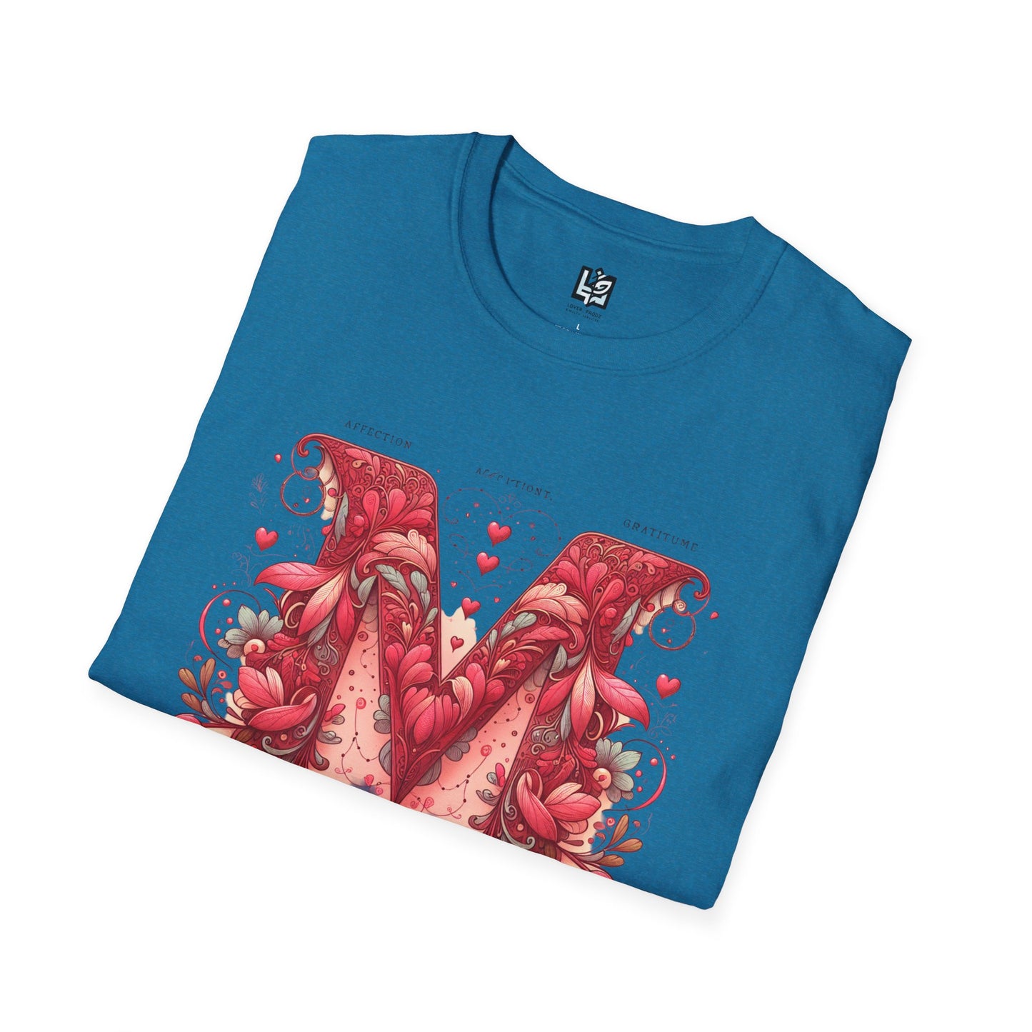 Floral Letter 'M' Unisex Softstyle T-Shirt - Perfect for Celebrations and Self-Expression
