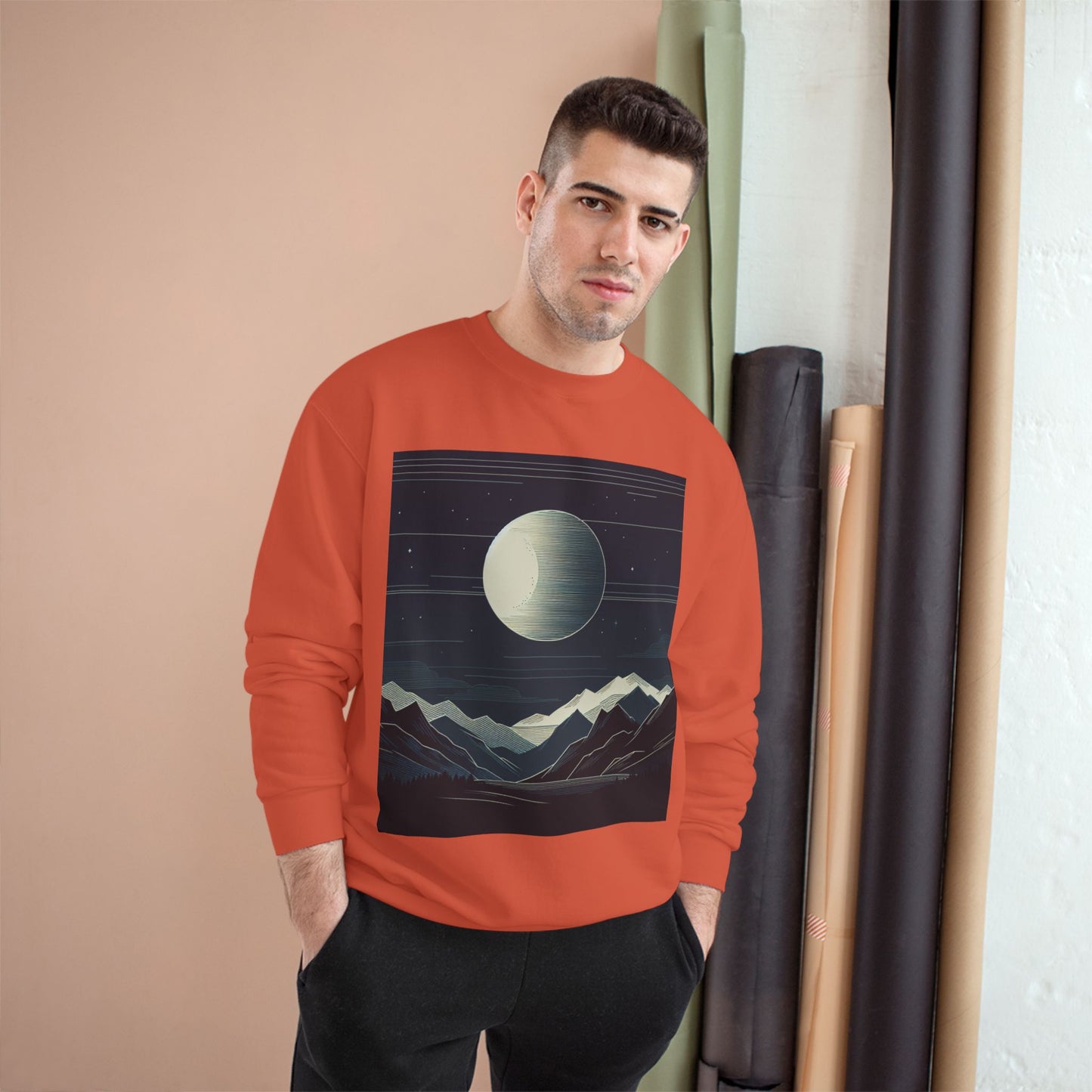 Celestial Mountains Champion Sweatshirt - Cozy Night Sky Design