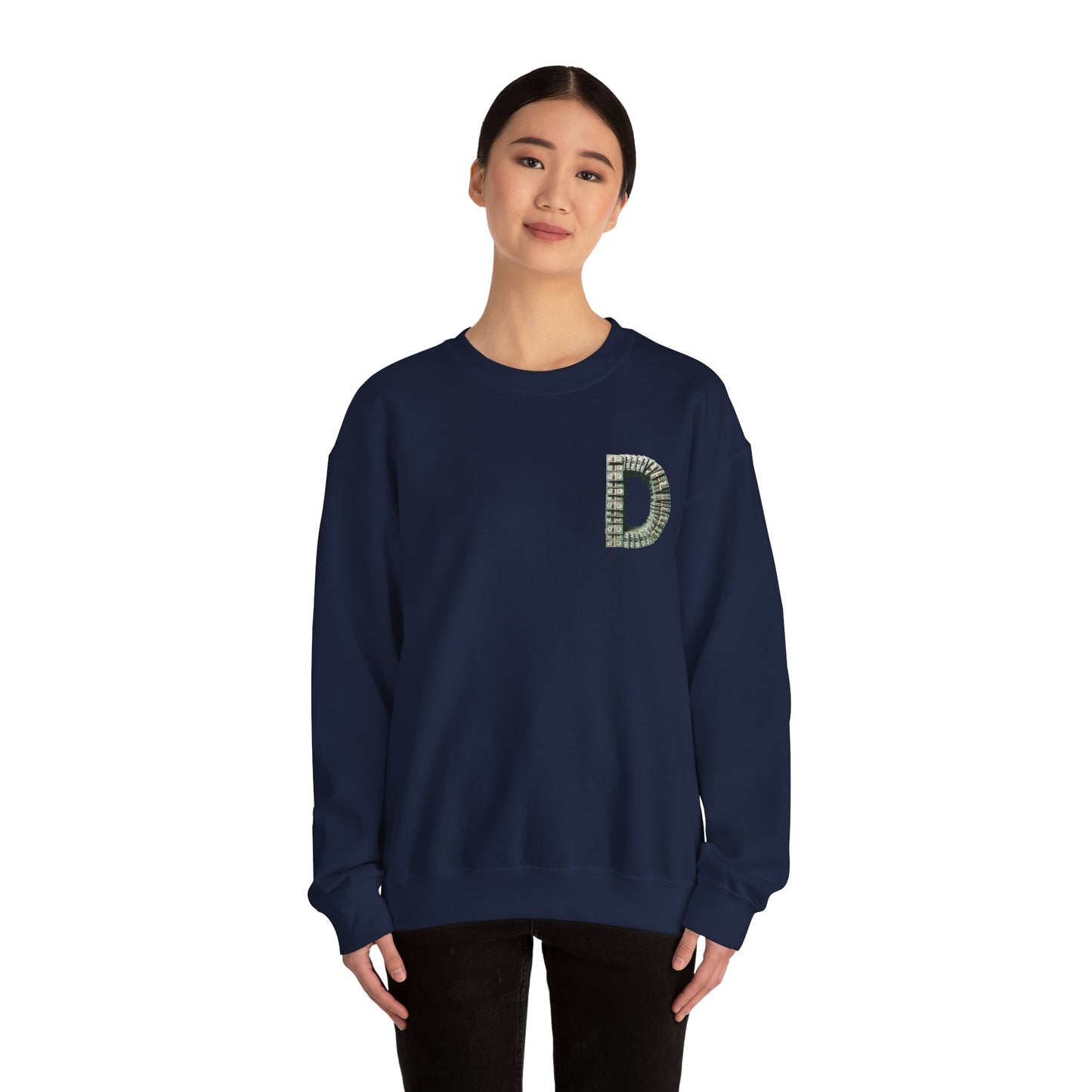 Unisex Crewneck Sweatshirt with 'D' and Dollar Sign Design | Stylish & Cozy Apparel for Casual Days