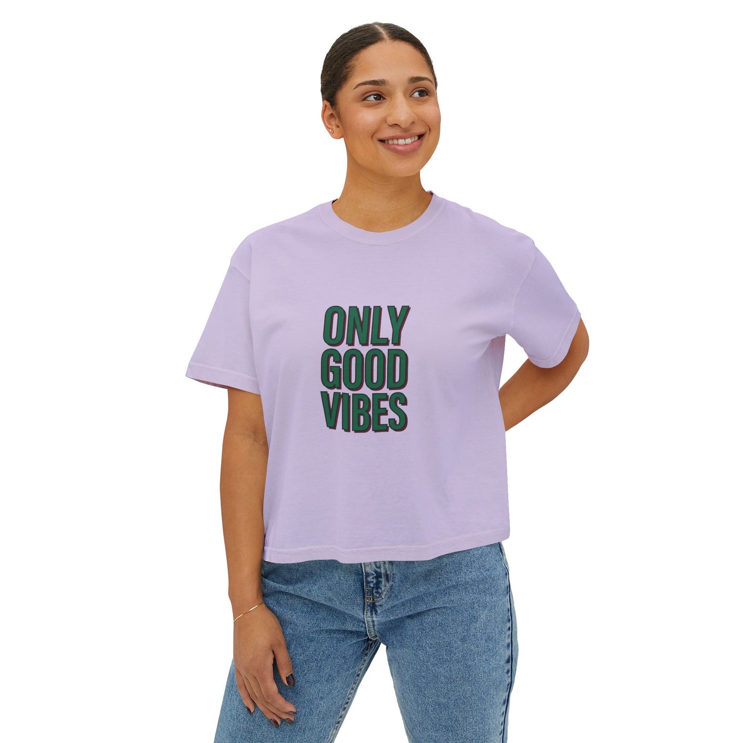 Only Good Vibes Boxy Tee — Women's Positive Graphic Crop T-Shirt