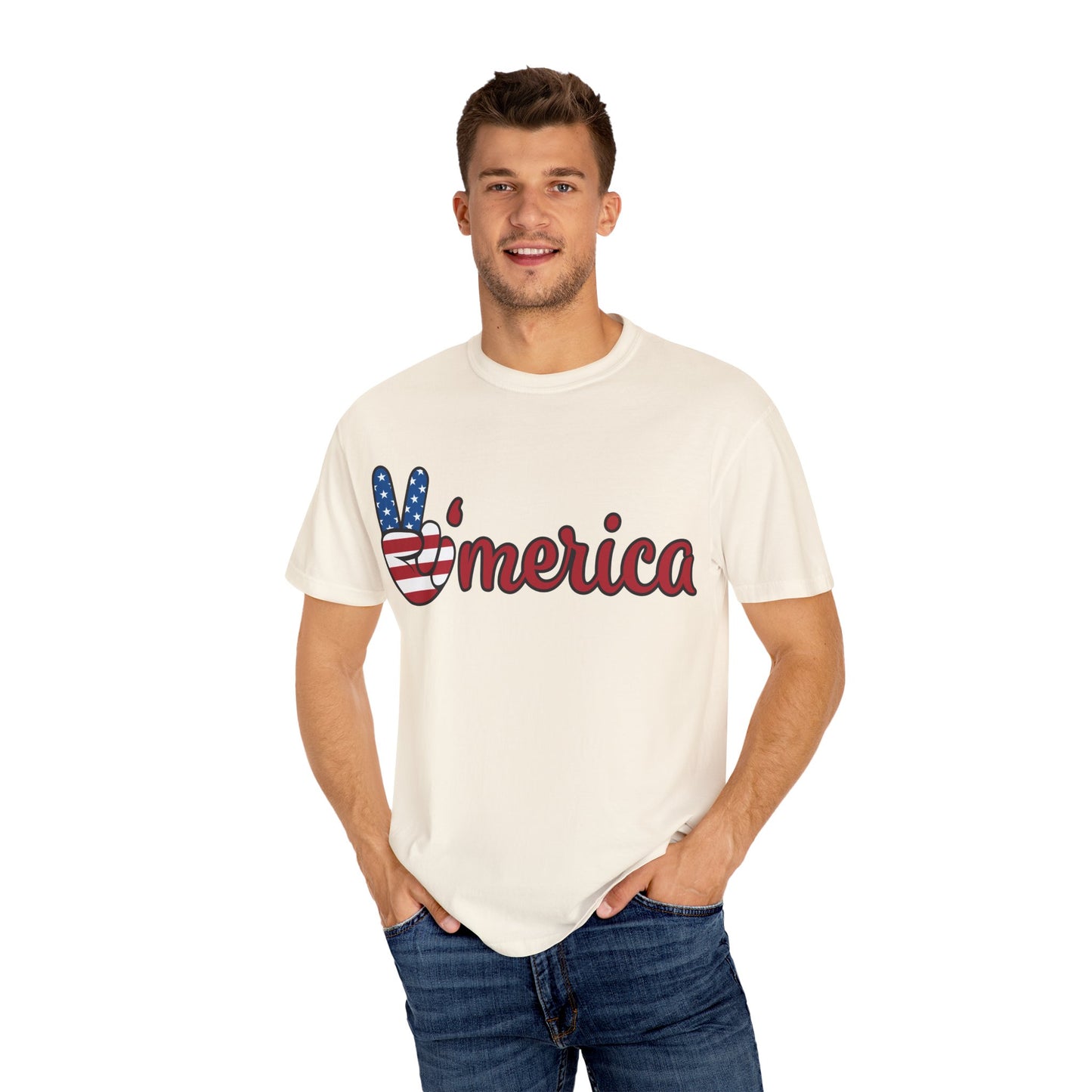 'Peace' Americana Unisex Garment-Dyed T-Shirt - Celebrate Freedom & Unity