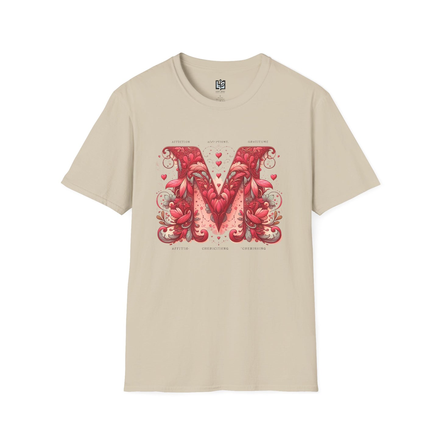 Floral Letter 'M' Unisex Softstyle T-Shirt - Perfect for Celebrations and Self-Expression