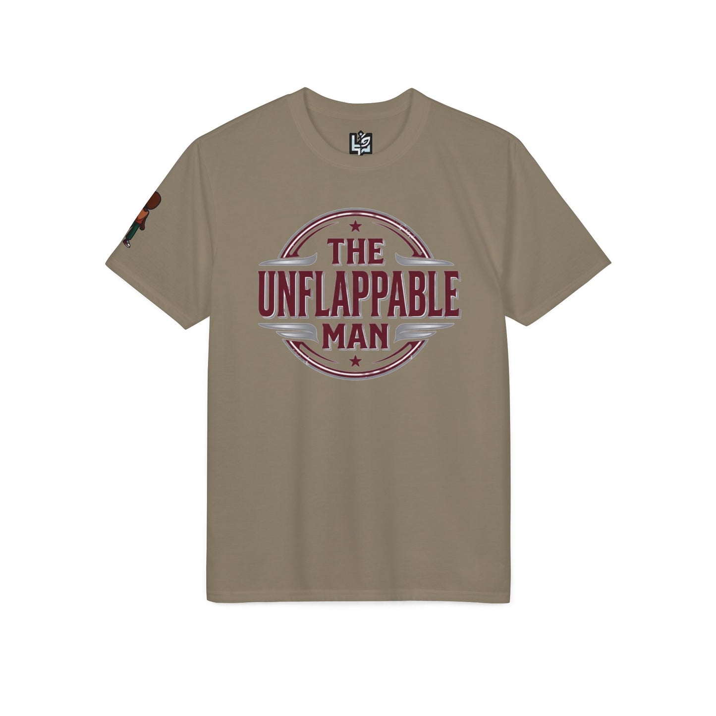 The Unflappable Man T-Shirt – Vintage Badge Graphic Tee for Calm, Confident Guys