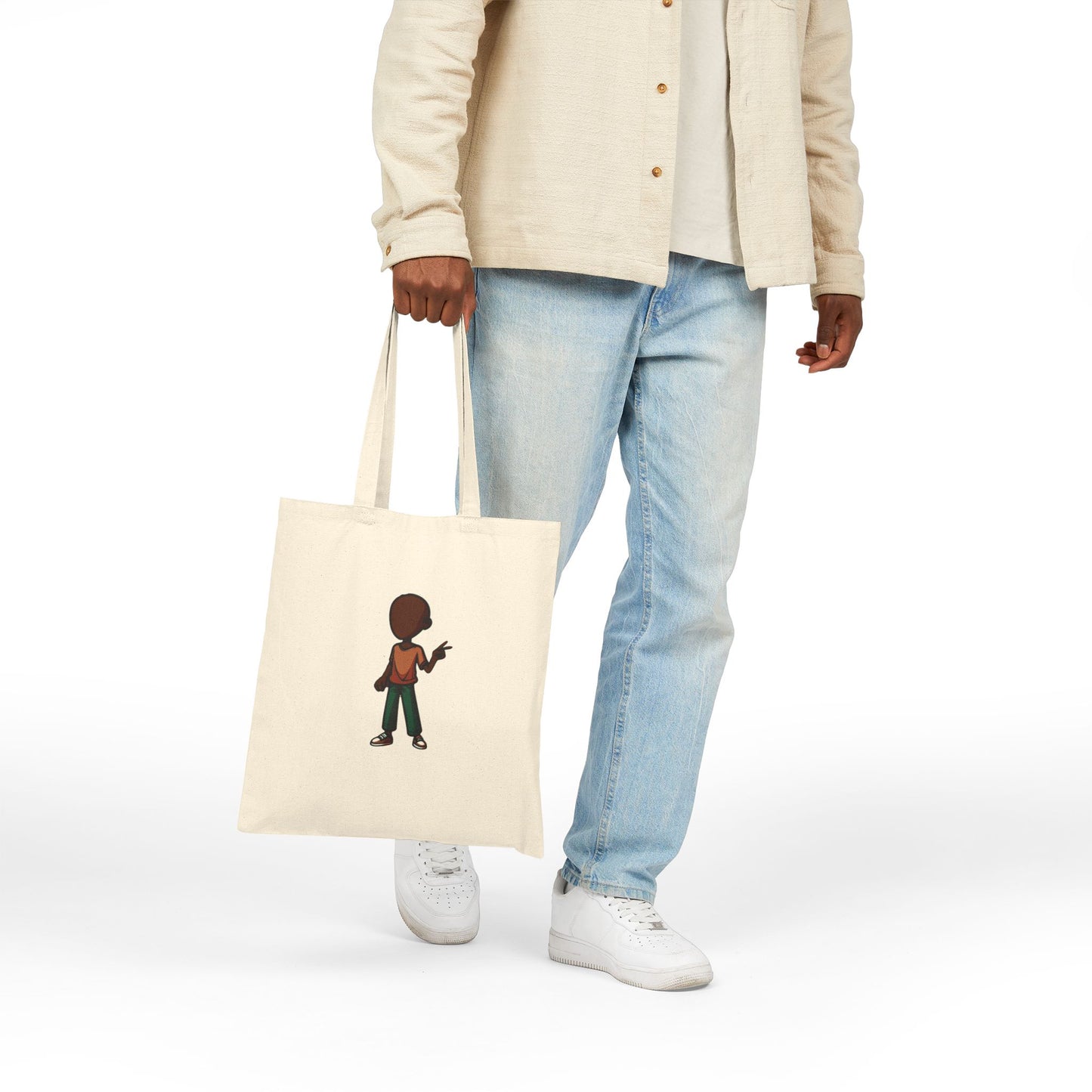 Canvas Tote Bag — Minimal Cartoon Kid Illustration Eco Shopper