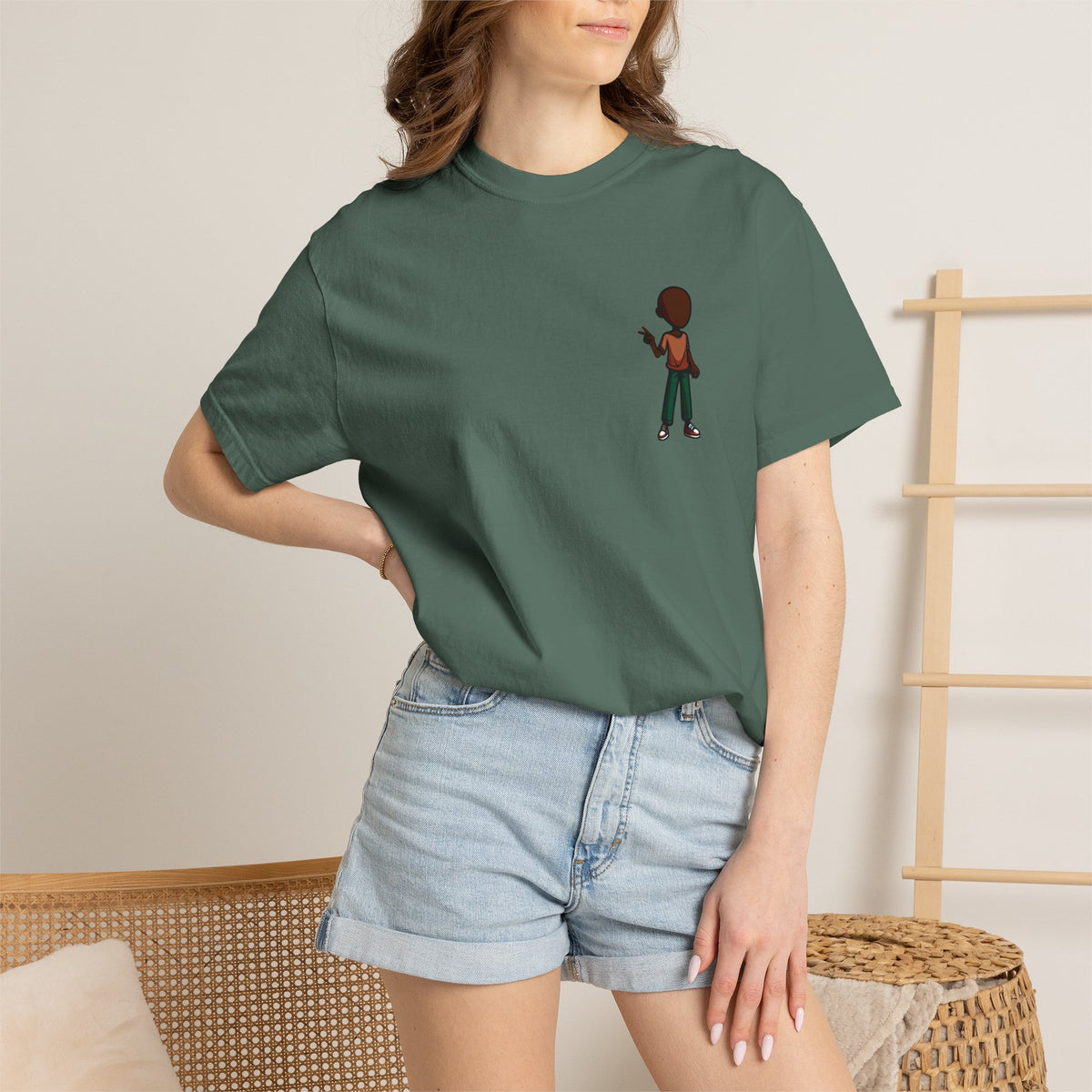 Minimalist Little Boy Graphic T-Shirt — Small Chest Illustration, Casual Kids/Youth Tee
