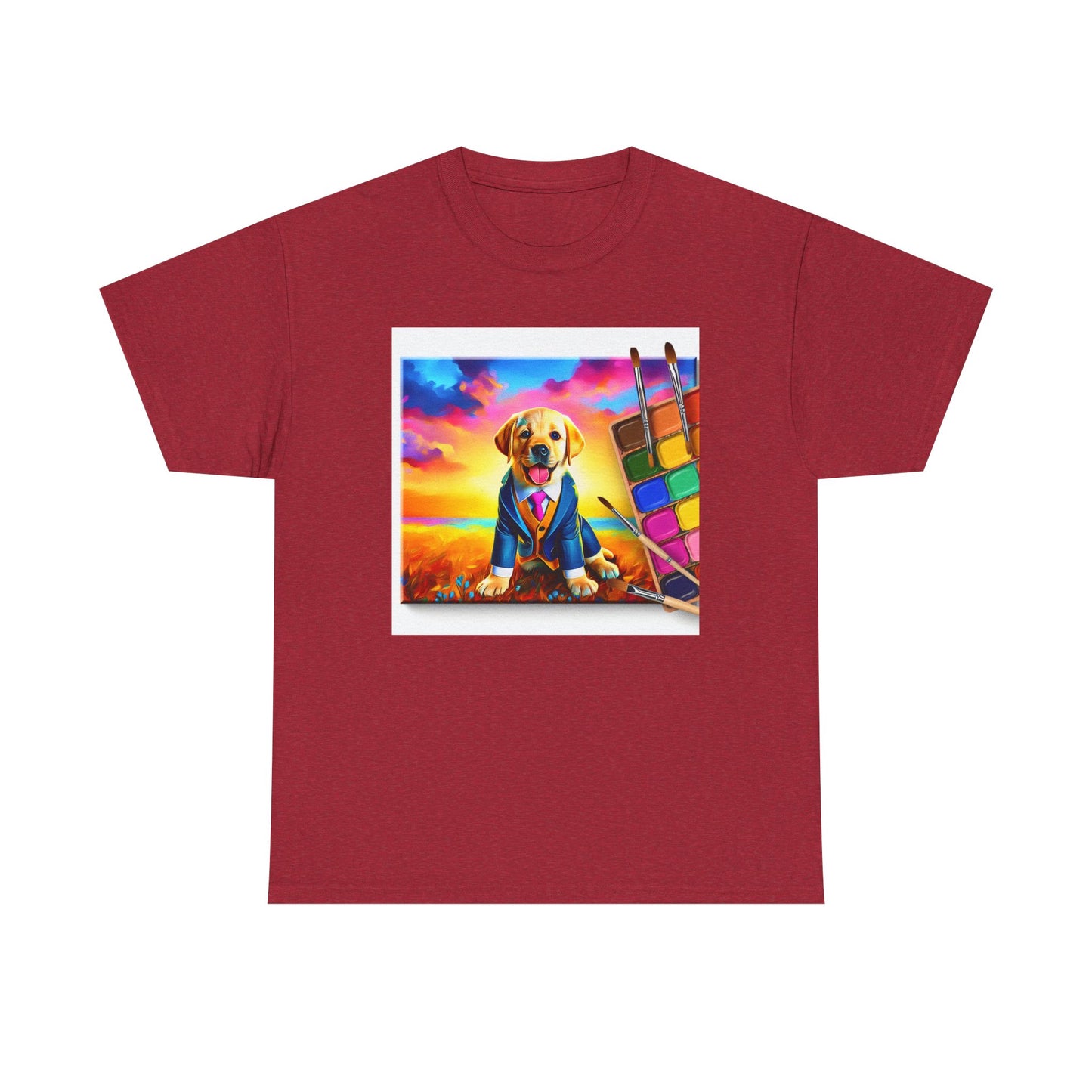 Playful Dog Art Unisex Heavy Cotton Tee