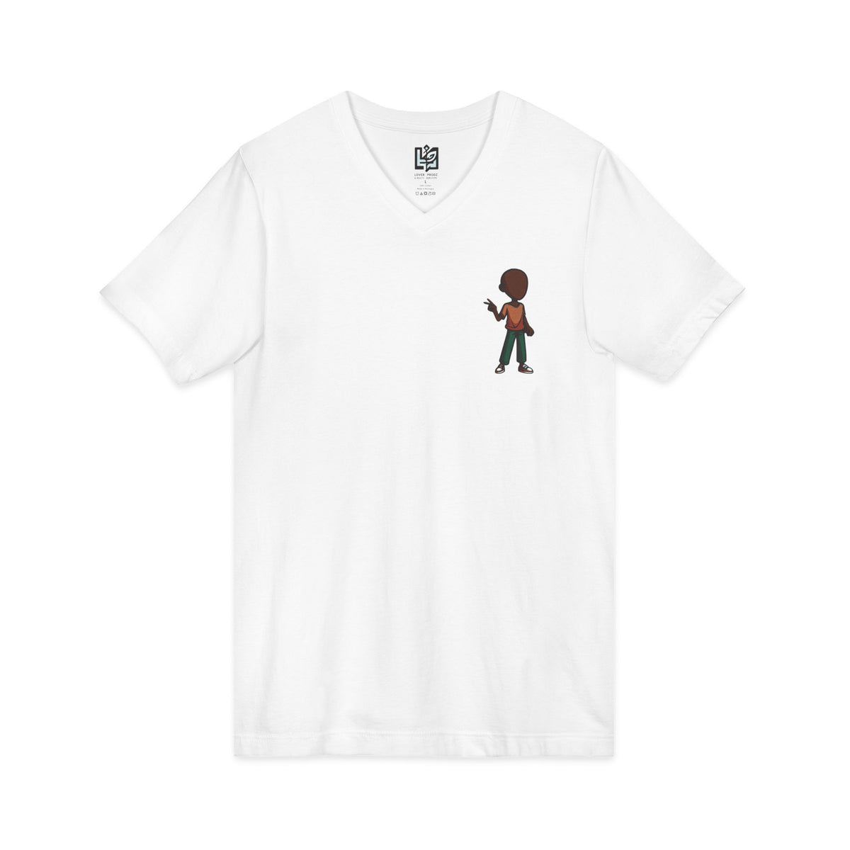 Minimalist Kid with Phone V-Neck Tee