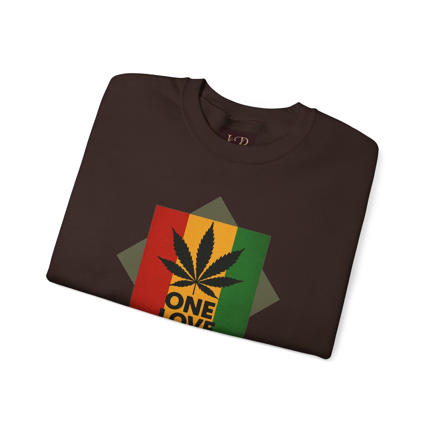 One Love Cannabis Crewneck Sweatshirt | Unisex Pullover | Cozy Streetwear, Gift for Stoners, Rasta Style Sweatshirt, Chill Vibes Apparel