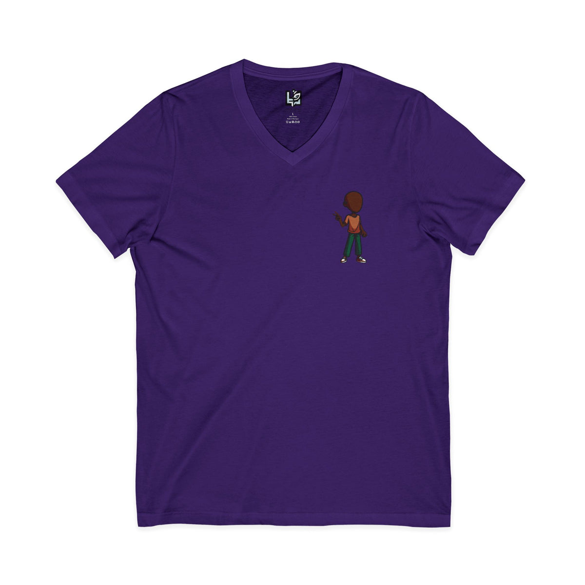 Minimalist Kid with Phone V-Neck Tee
