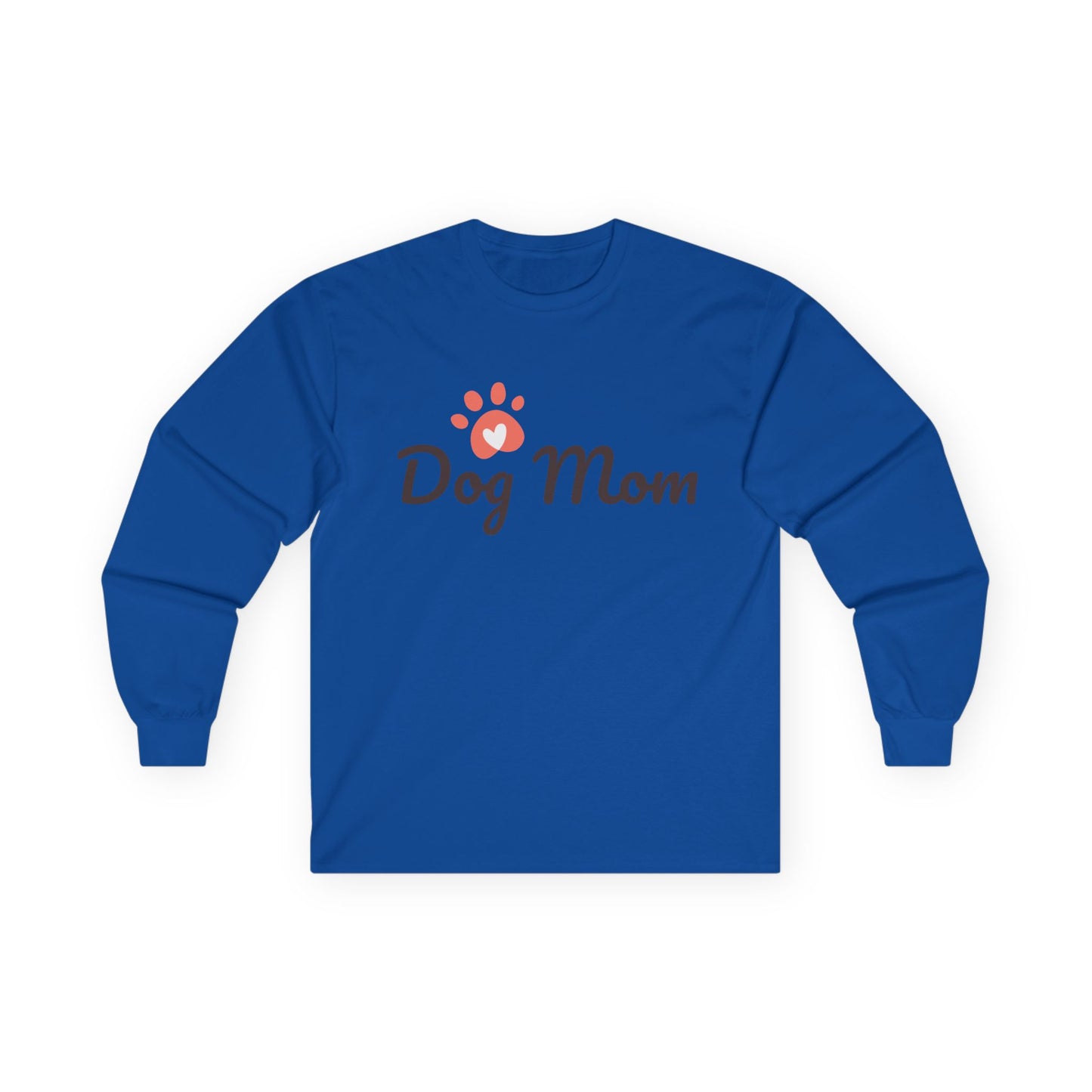 Dog Mom Long Sleeve Tee — Paw Print Graphic Shirt for Dog Lovers