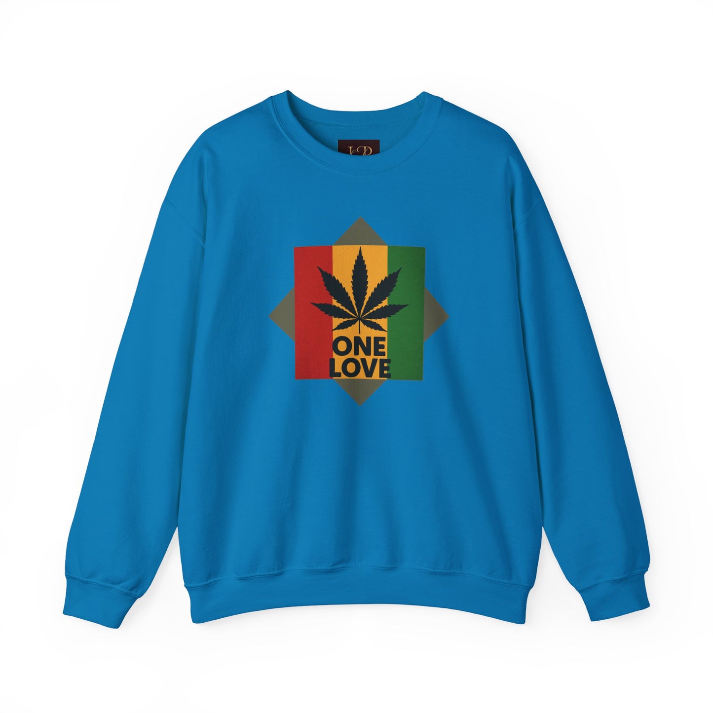 One Love Cannabis Crewneck Sweatshirt | Unisex Pullover | Cozy Streetwear, Gift for Stoners, Rasta Style Sweatshirt, Chill Vibes Apparel
