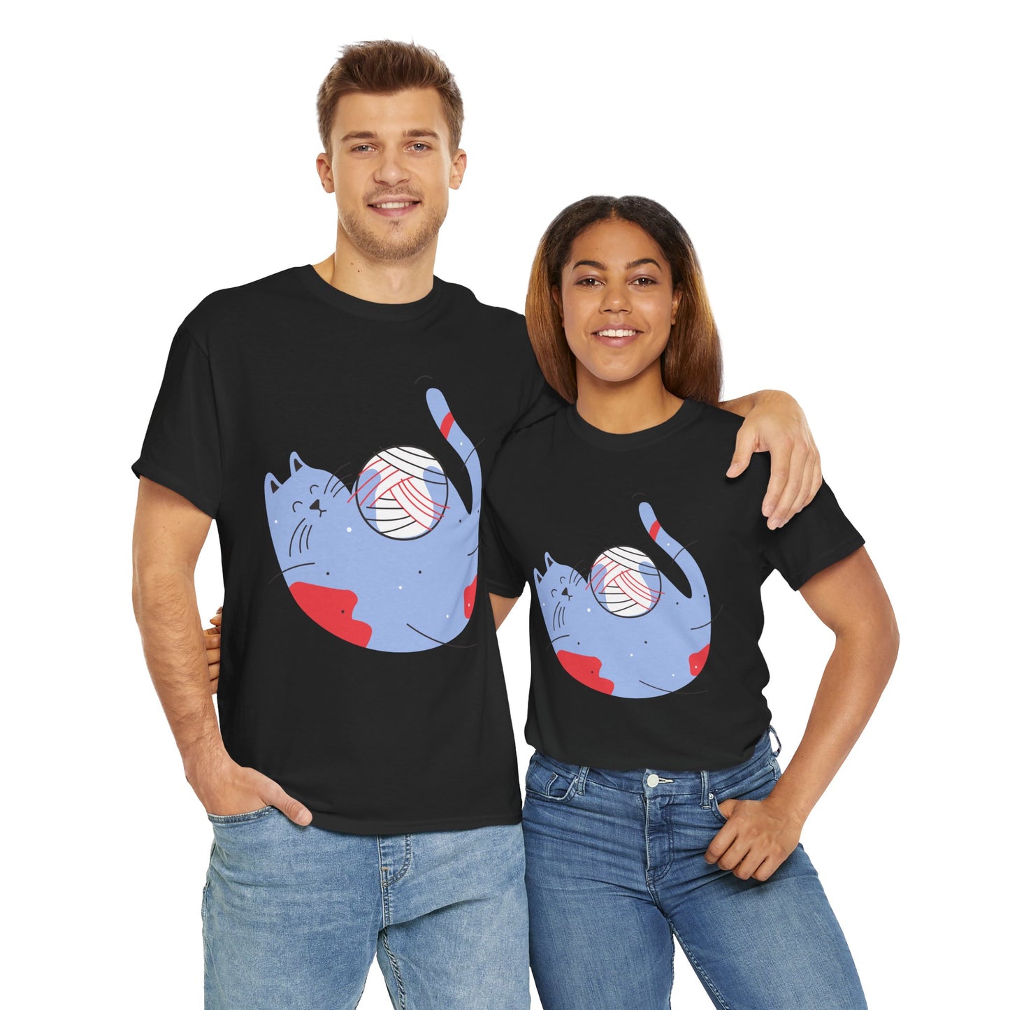 Playful Cat Design Unisex Heavy Cotton Tee - Perfect Gift for Cat Lovers