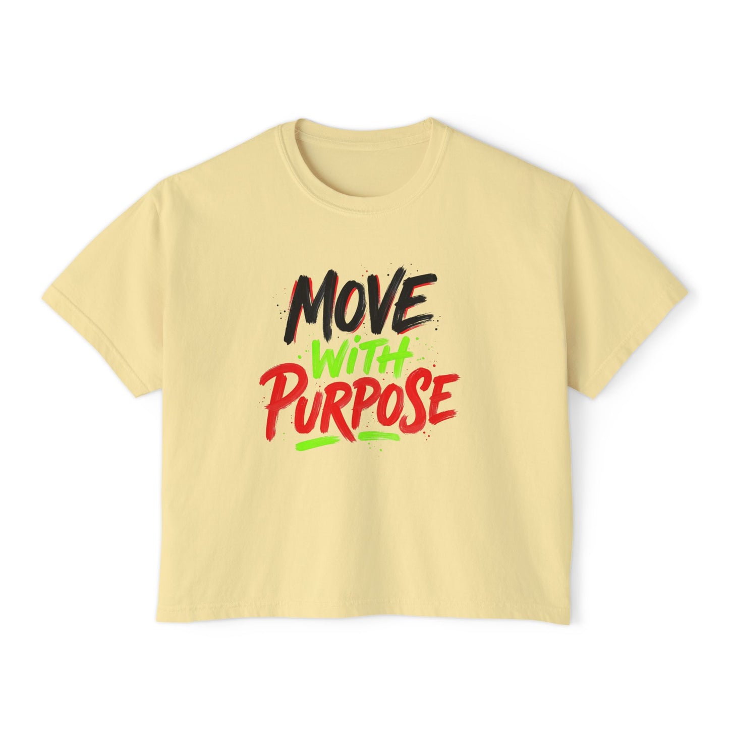 Move With Purpose Boxy Tee — Motivational Women's Cropped T‑Shirt