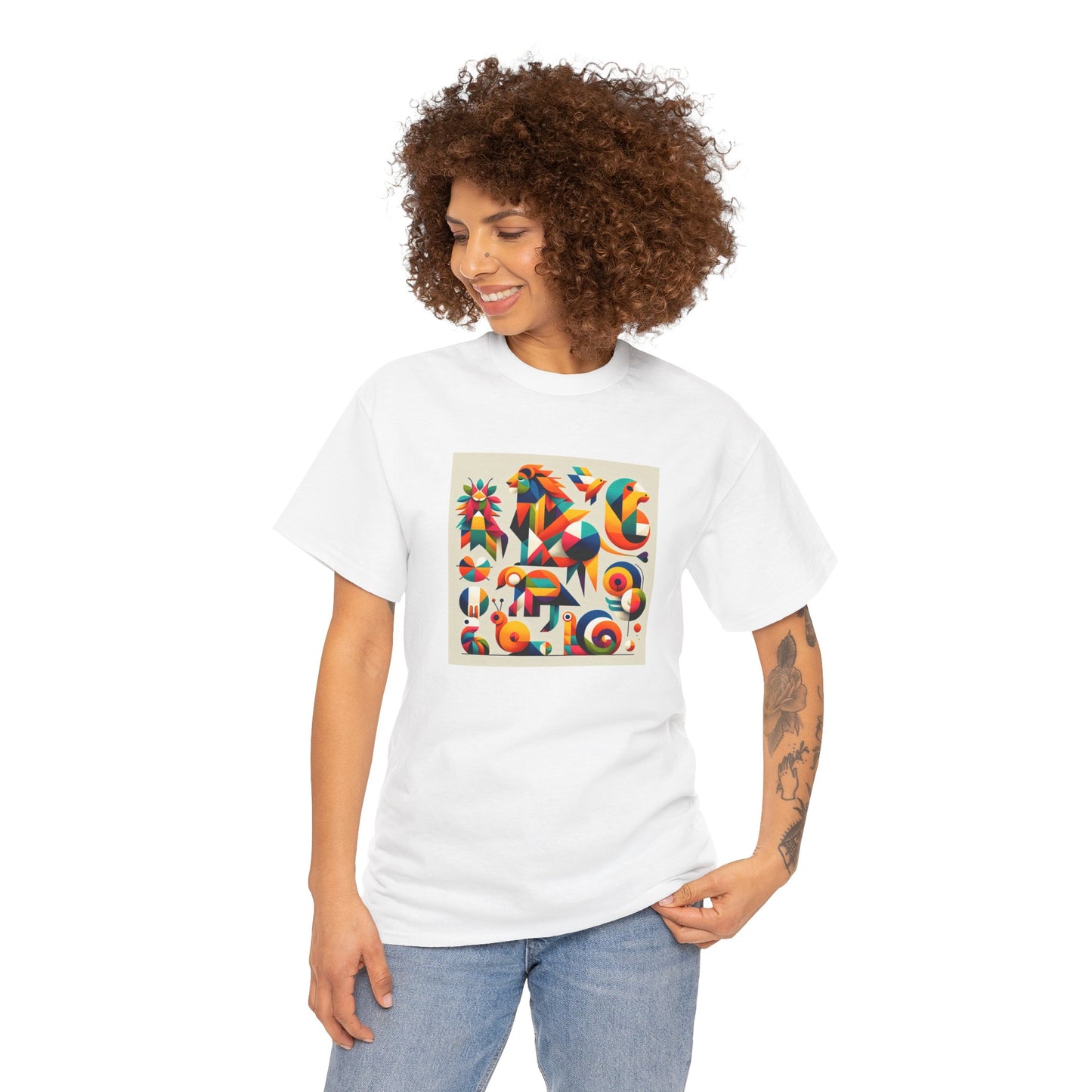 Vibrant Unisex Heavy Cotton Tee - Colorful Abstract Design