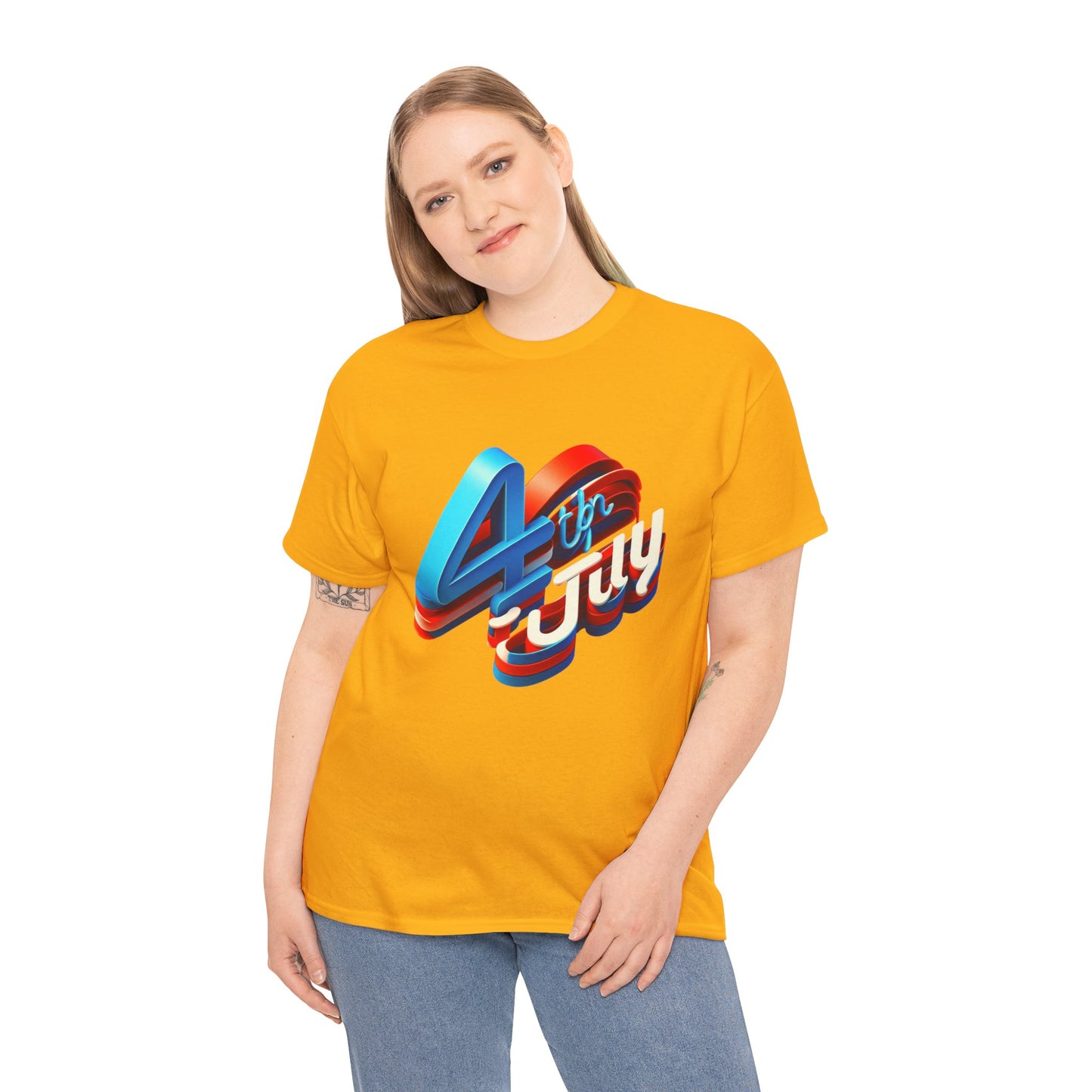 4th of July Unisex Heavy Cotton Tee, Patriotic Shirt, Independence Day Apparel, Summer Event T-Shirt, Casual Graphic Tee