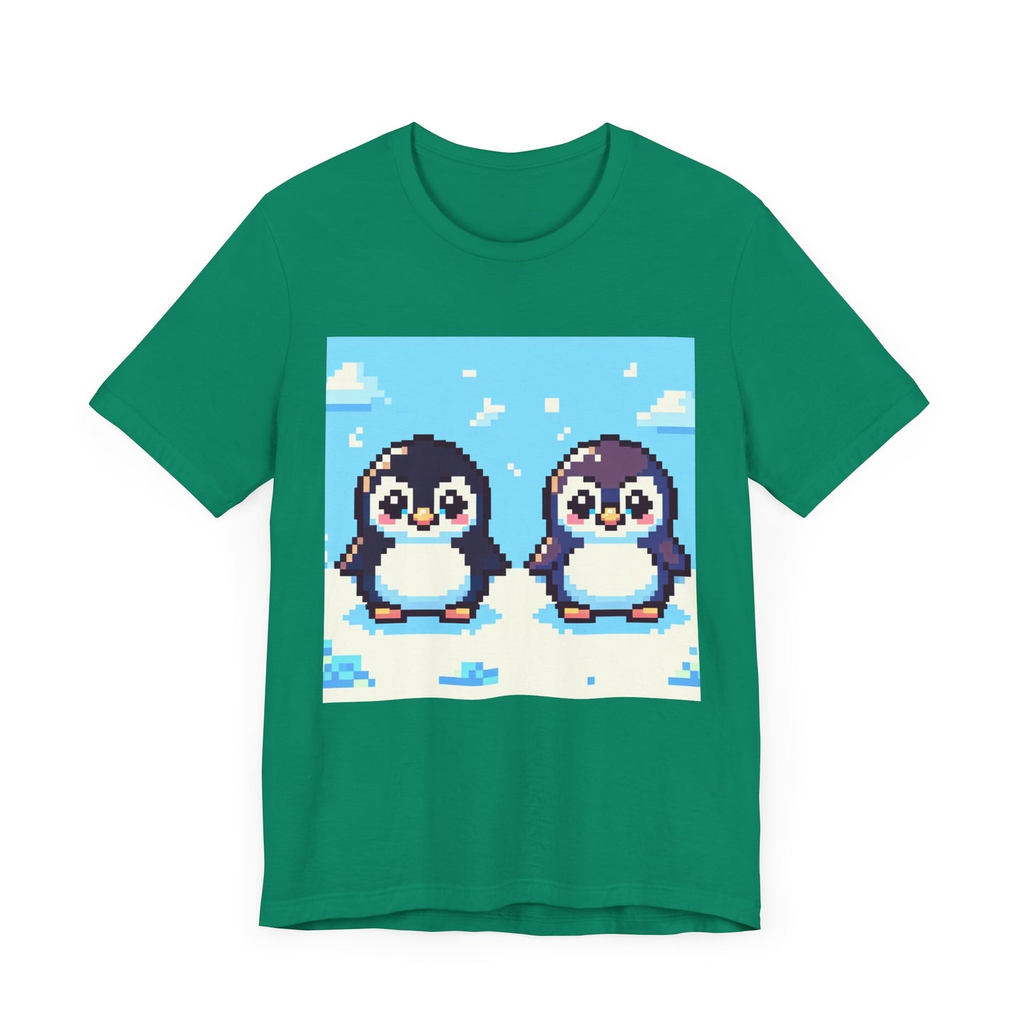 Cute Pixel Penguin Unisex Tee - Fun & Playful Short Sleeve Shirt for Animal Lovers