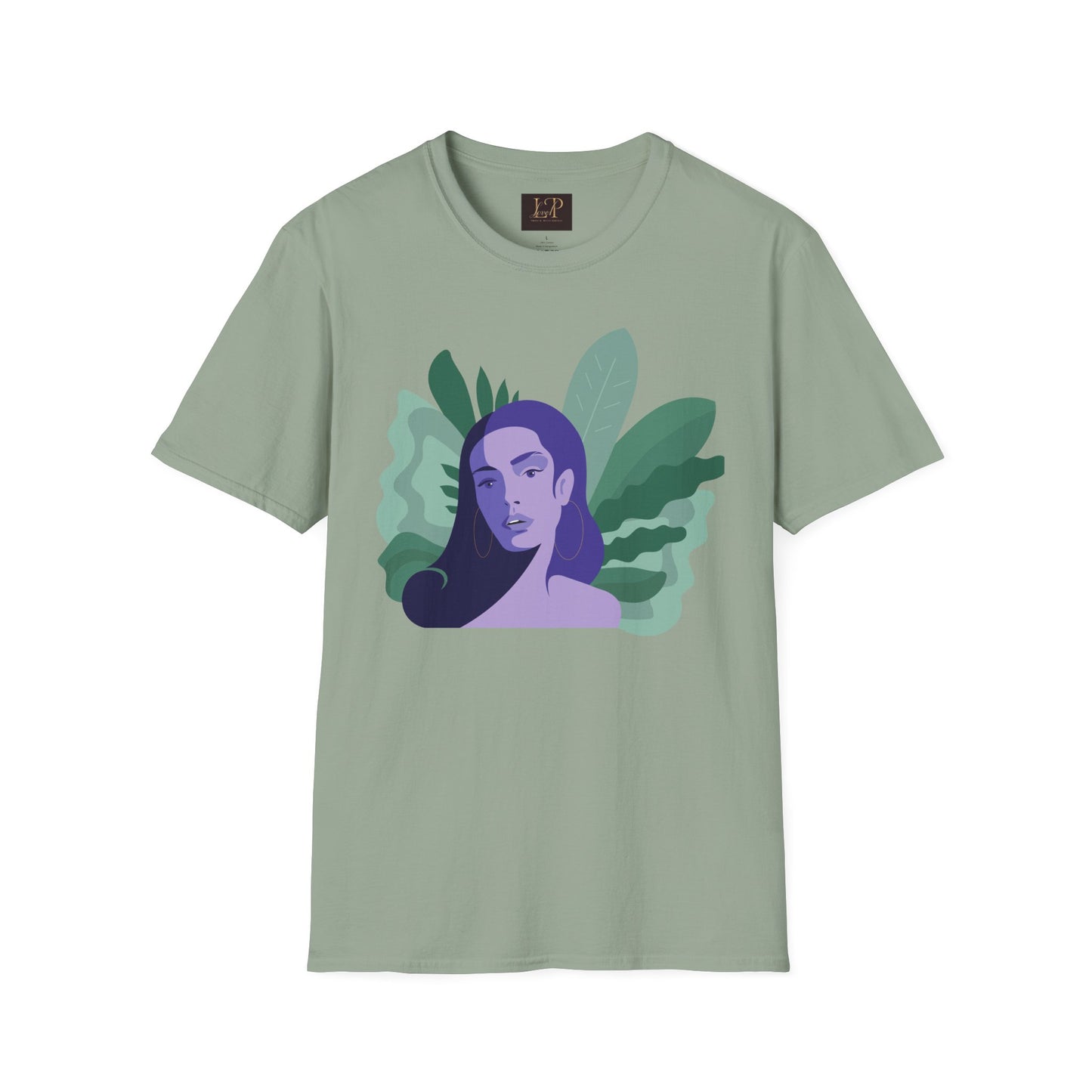 Chic Botanical Portrait T-Shirt for Nature Lovers