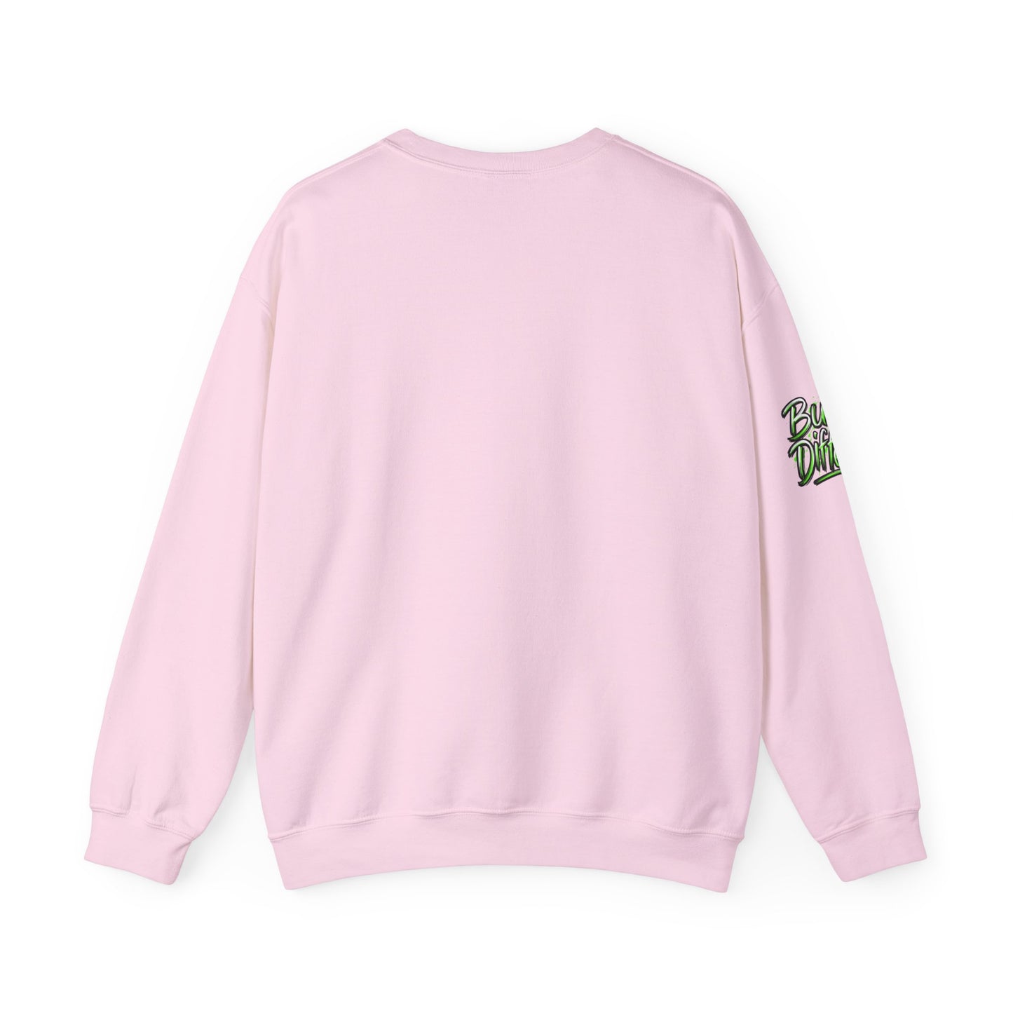 Crewneck Sweatshirt with Cartoon Guitarist & 'Rock On' Sleeve Graphic