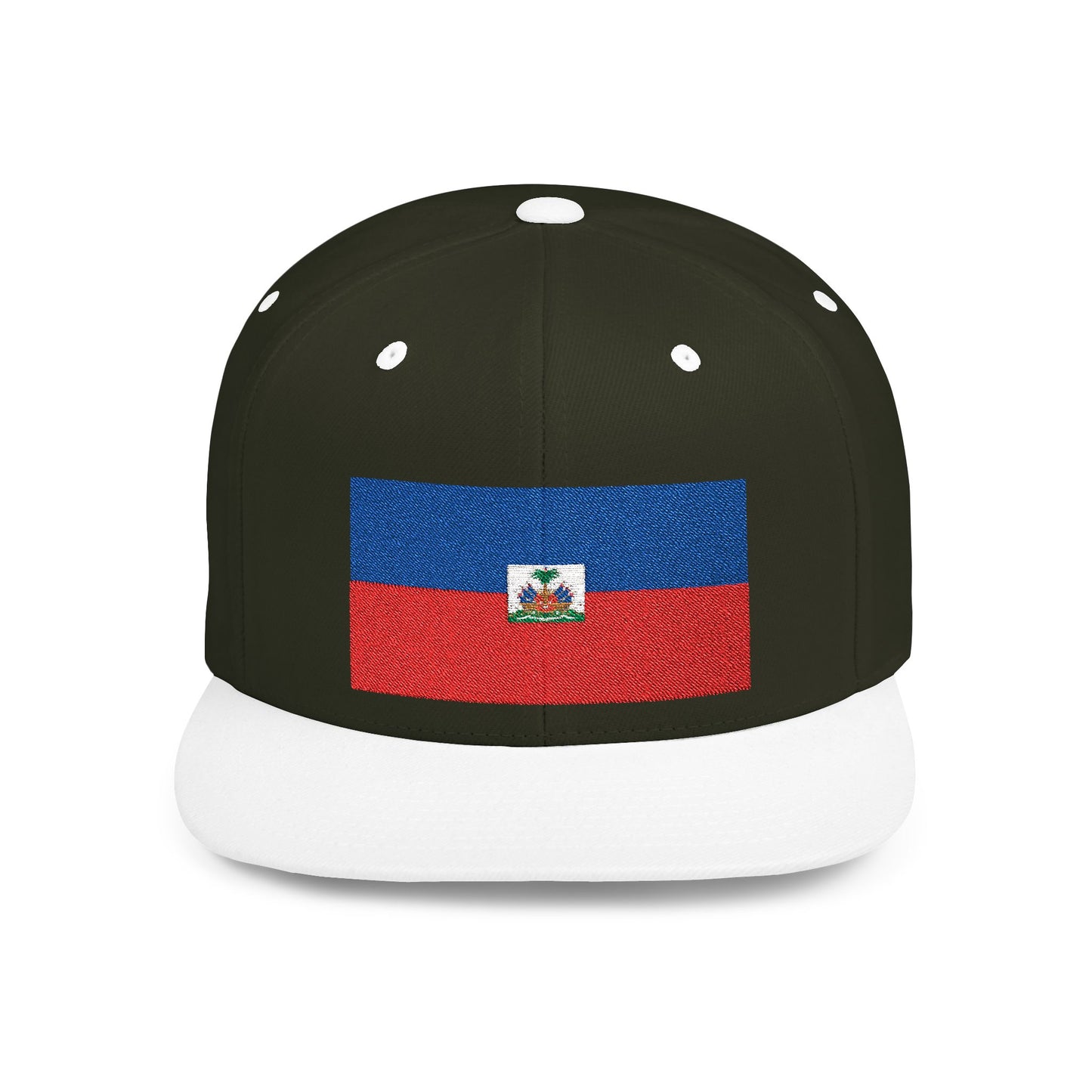 Haitian Flag Flat Bill Snapback Cap - Stylish Headwear for Cultural Celebrations