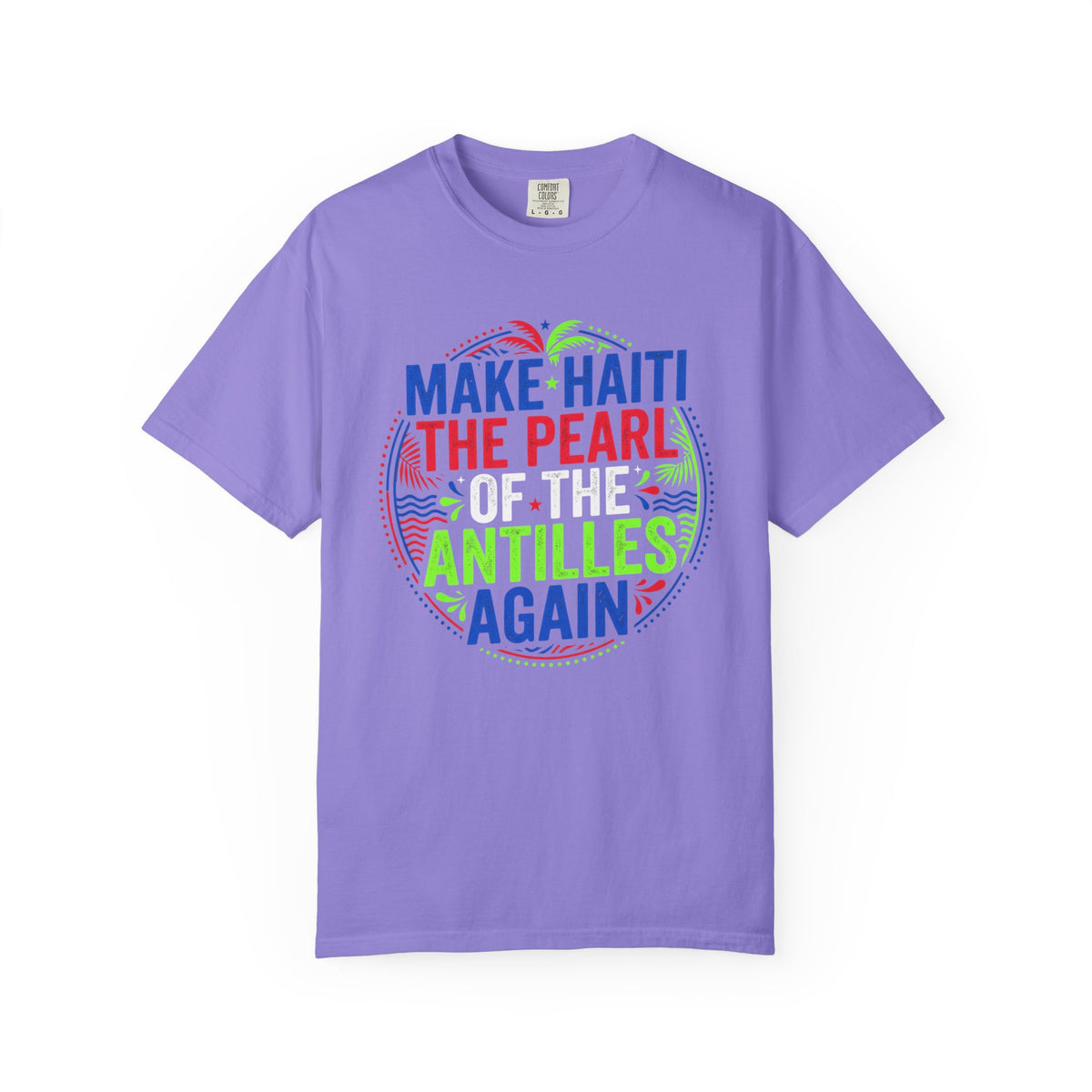 Make Haiti the Pearl — T‑Shirt (Antilles Pride, Colorful Retro Globe Design)