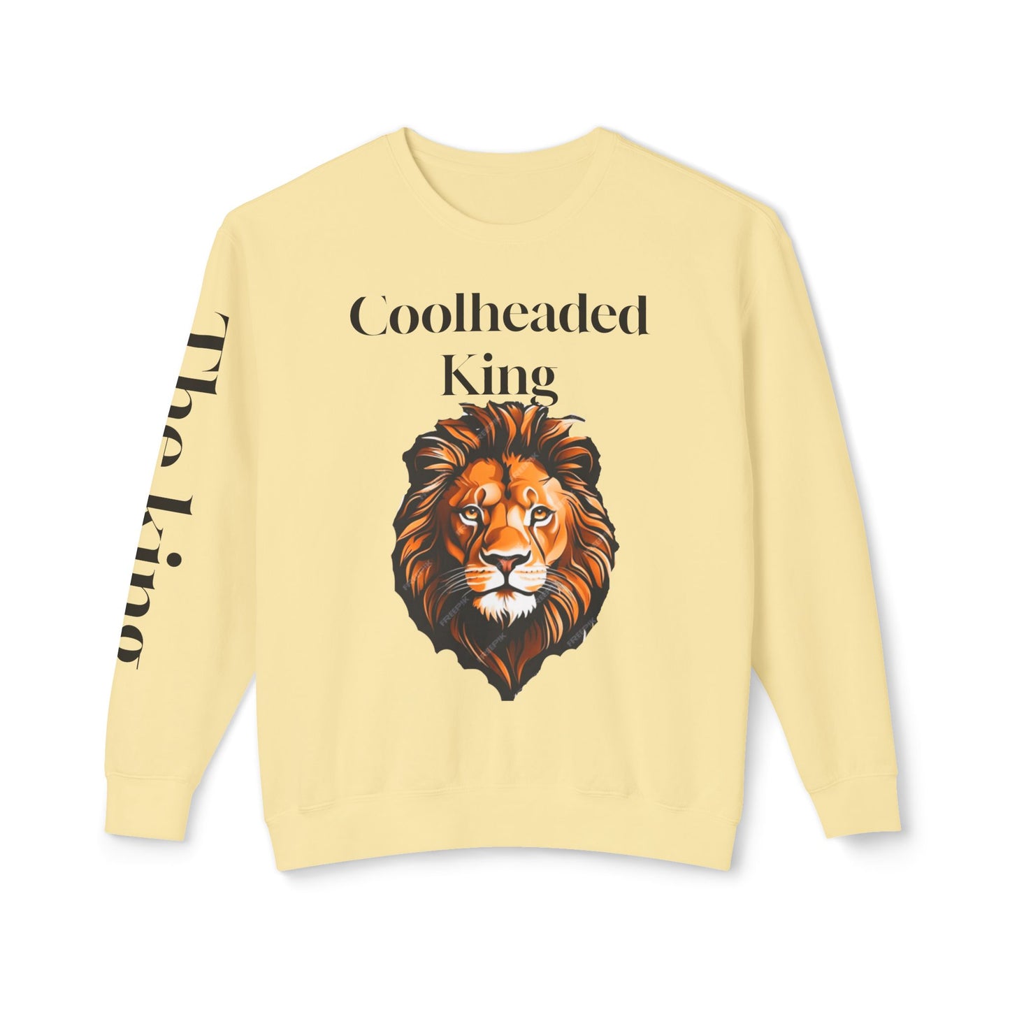 Unisex Lightweight Crewneck Sweatshirt - 'Coolheaded king' Lion Design