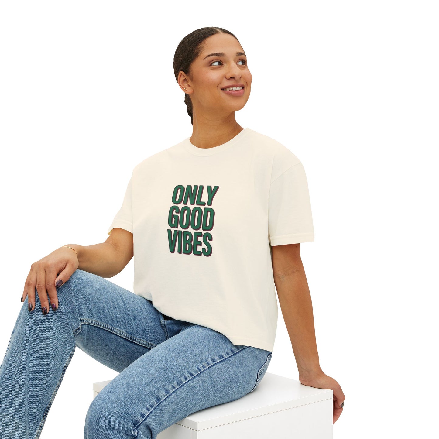 Only Good Vibes Boxy Tee — Women's Positive Graphic Crop T-Shirt