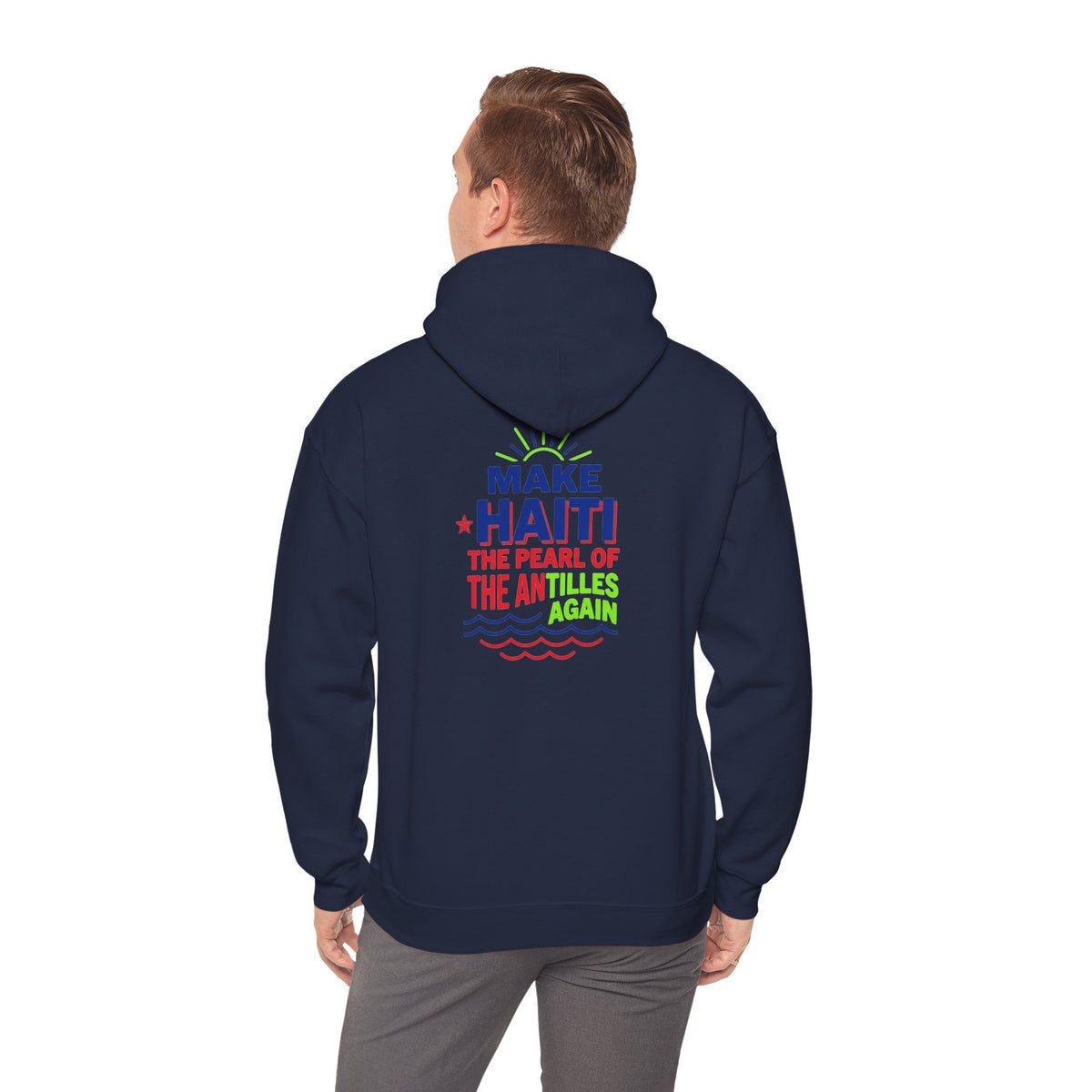 Make Haiti The Pearl of the Antilles Again Hoodie — Cartoon Figure Back Print
