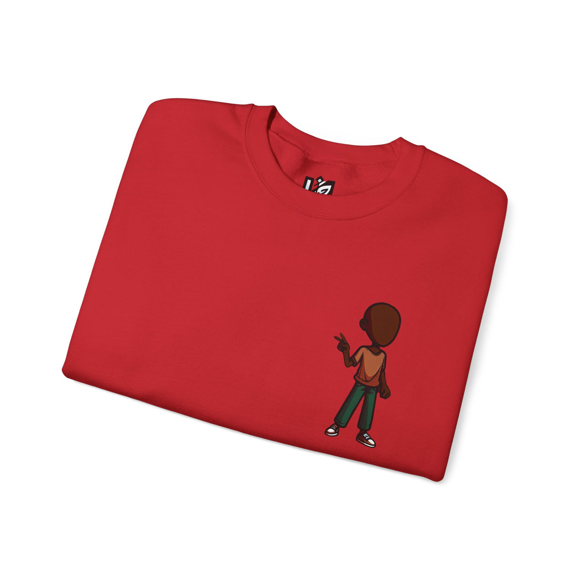 Crewneck Sweatshirt — Minimal Walking Kid Cartoon Chest Print