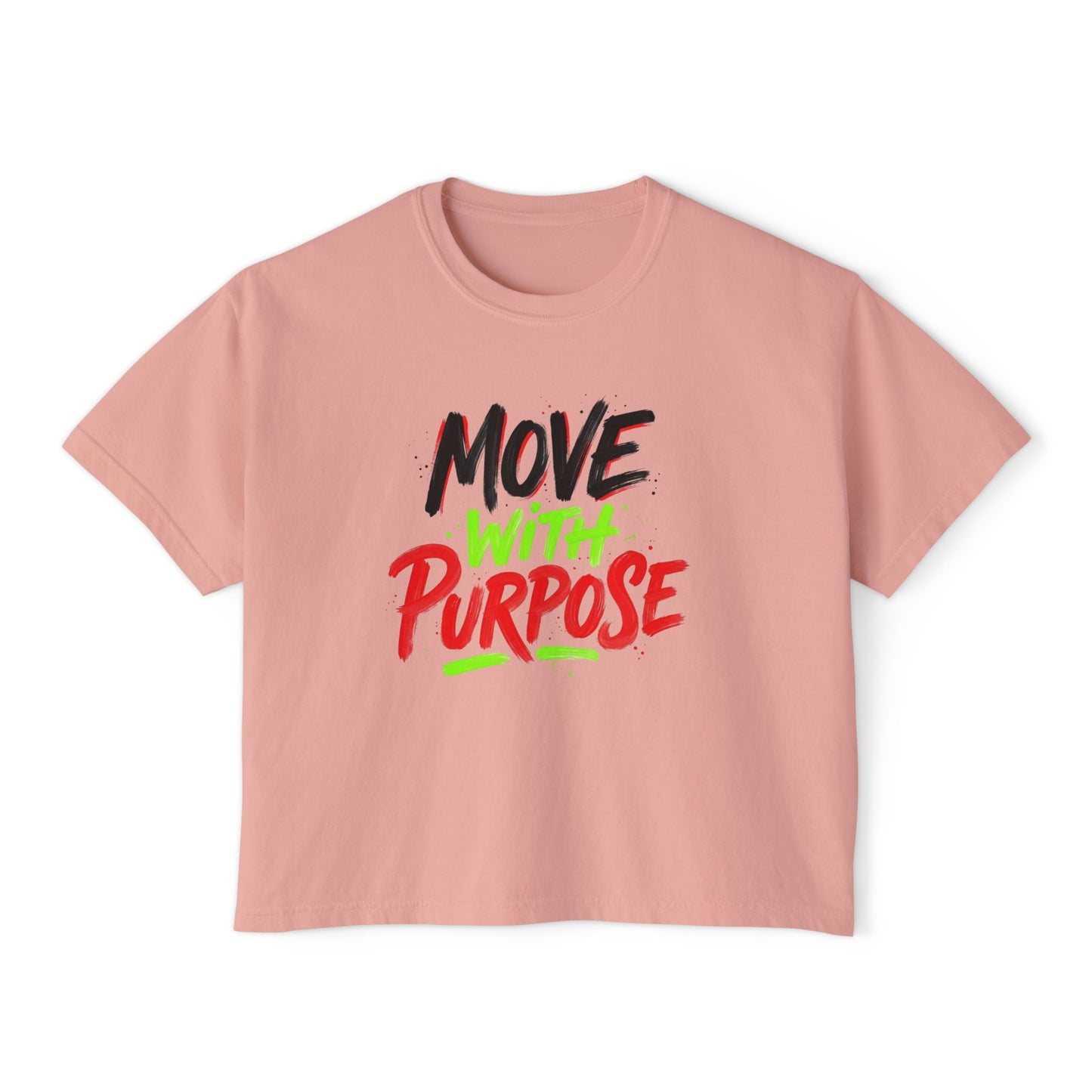 Move With Purpose Boxy Tee — Motivational Women's Cropped T‑Shirt