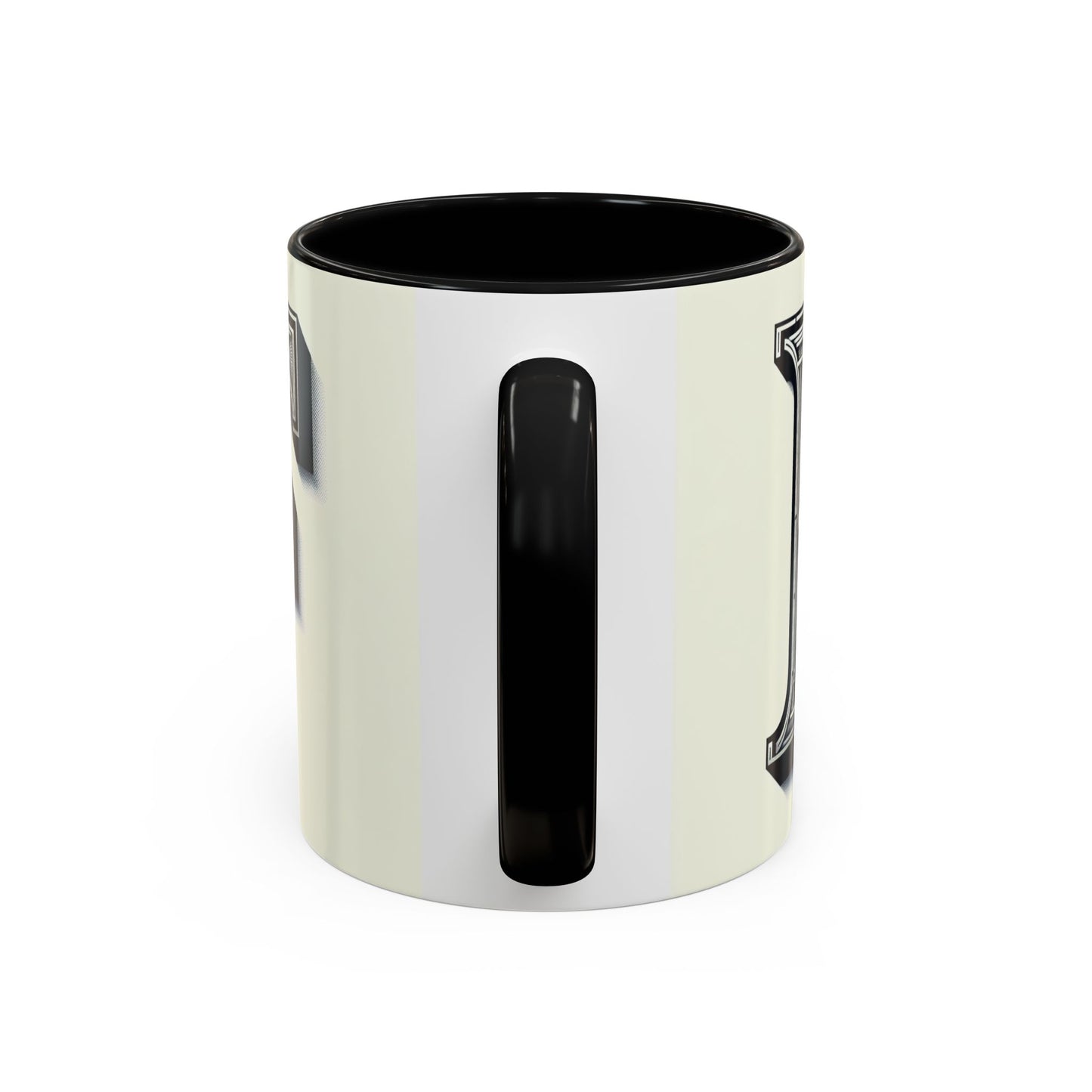 Personalized Initial 'F' Accent Coffee Mug - Stylish Black Handle, Perfect Gift for Coffee Lovers