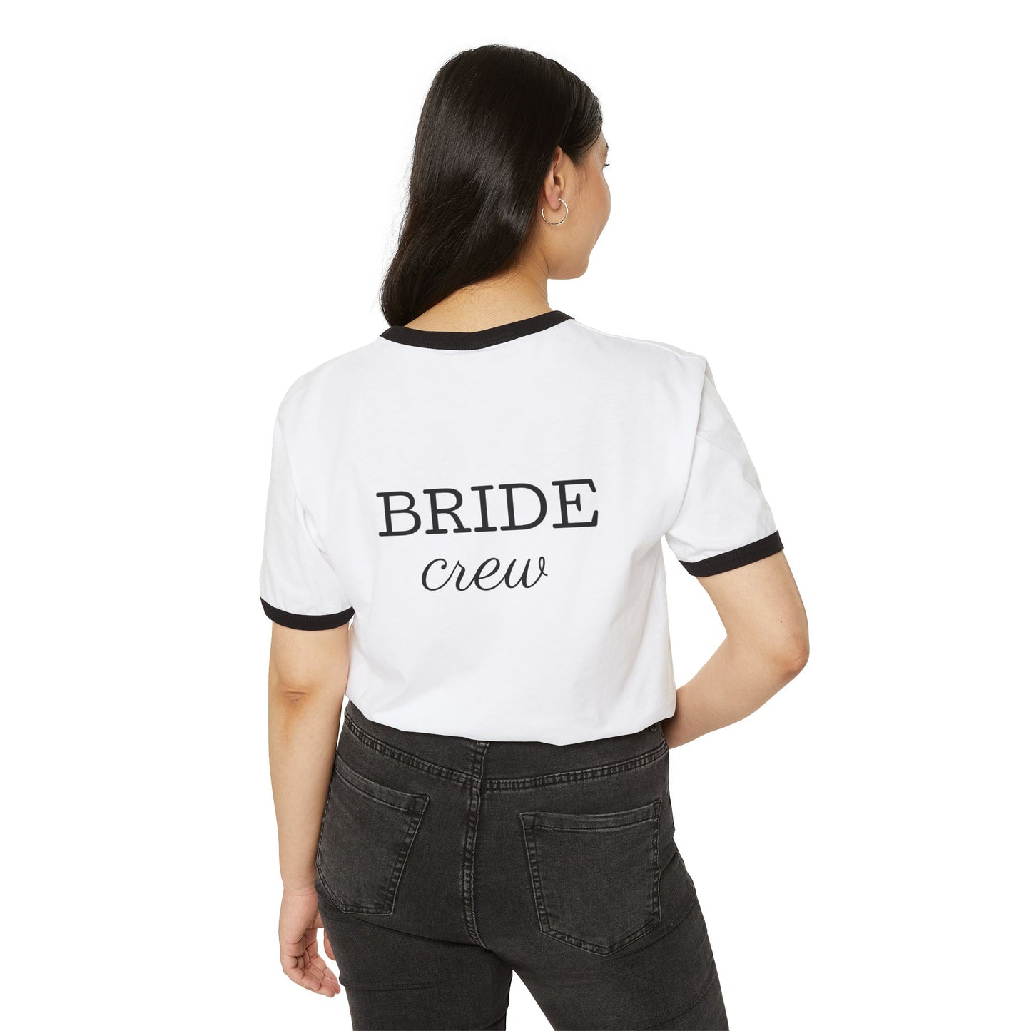 Bride Crew Unisex Cotton Ringer T-Shirt with Heart Design