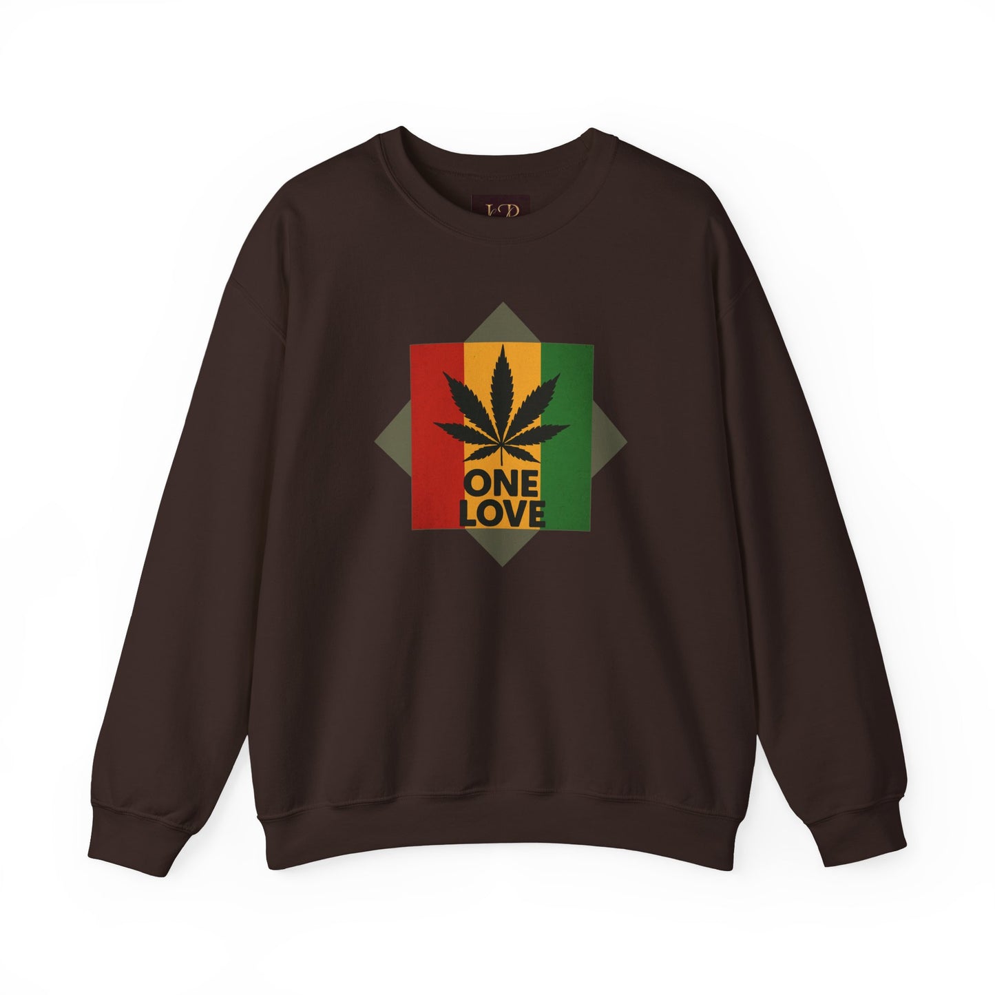 One Love Cannabis Crewneck Sweatshirt | Unisex Pullover | Cozy Streetwear, Gift for Stoners, Rasta Style Sweatshirt, Chill Vibes Apparel
