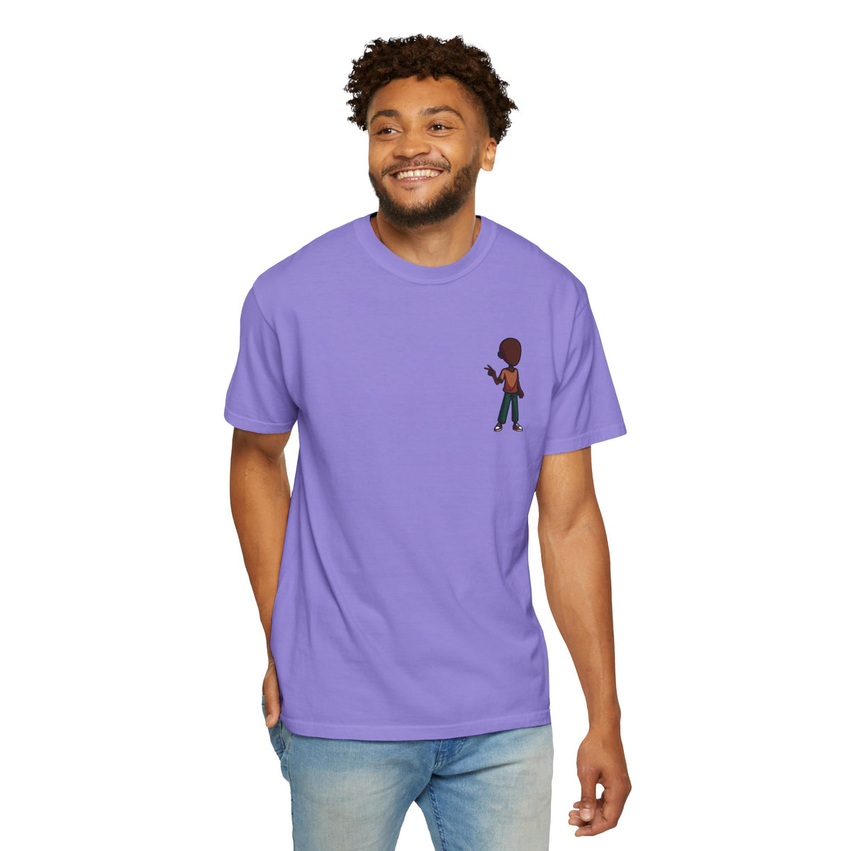 Minimalist Little Boy Graphic T-Shirt — Small Chest Illustration, Casual Kids/Youth Tee