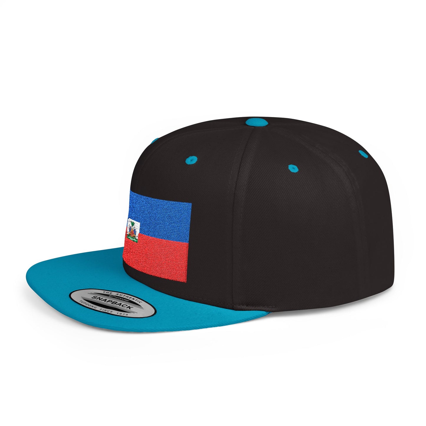 Haitian Flag Flat Bill Snapback Cap - Stylish Headwear for Cultural Celebrations