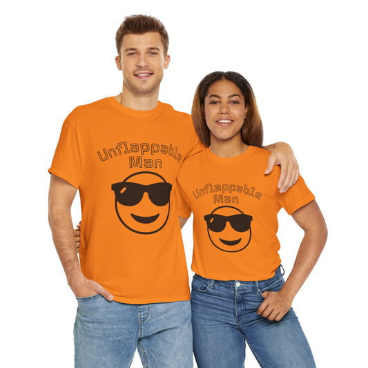 Unflappable Man Unisex Heavy Cotton Tee, Cool Graphic T-Shirt for Men, Perfect Gift for Birthdays, Casual Wear, Outdoor Activities