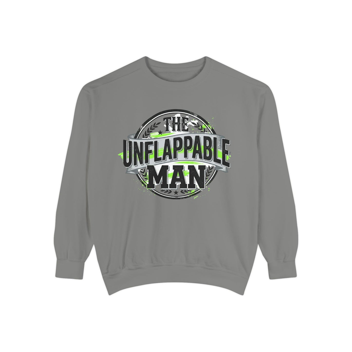 The Unflappable Man Sweatshirt — Retro Badge Graphic Crewneck