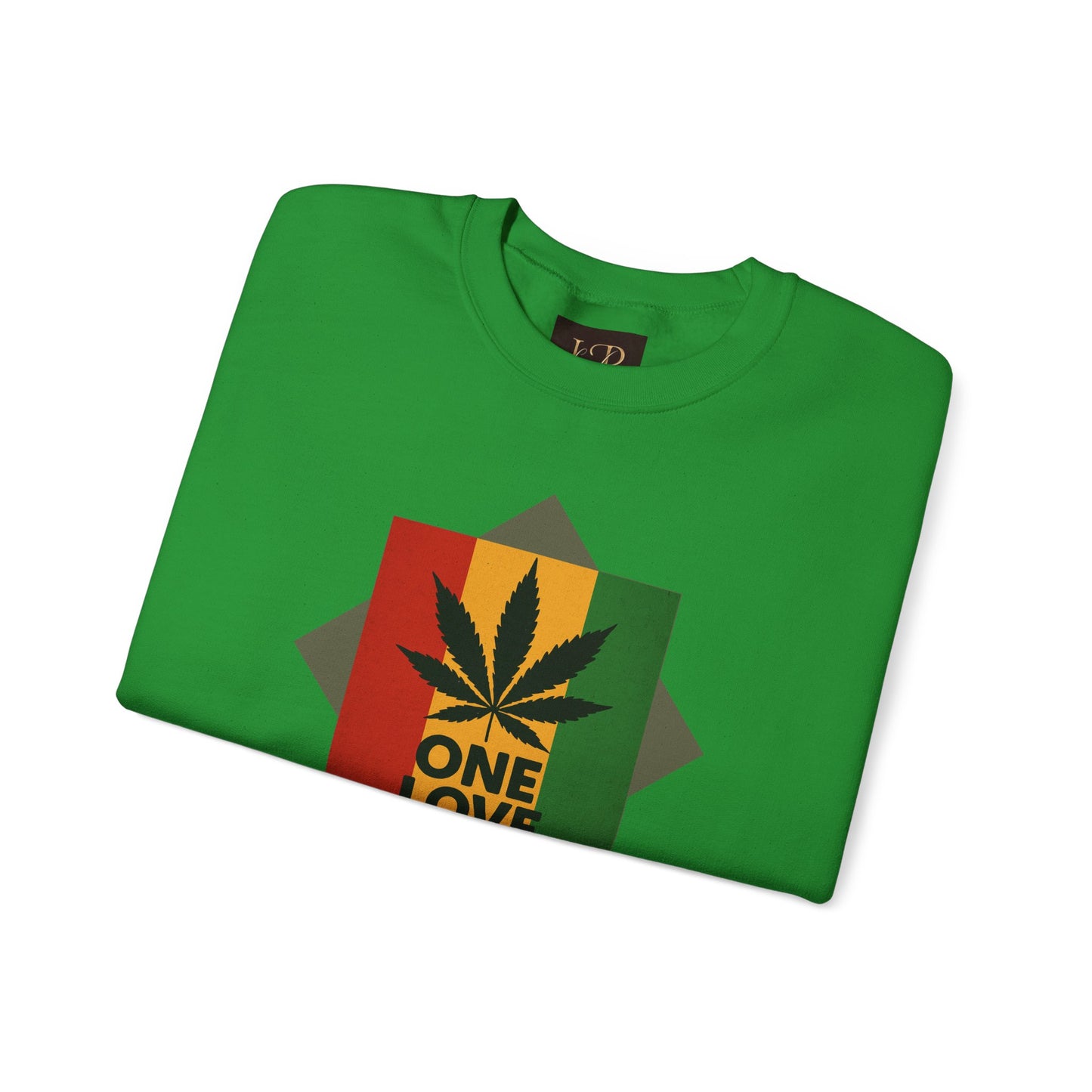 One Love Cannabis Crewneck Sweatshirt | Unisex Pullover | Cozy Streetwear, Gift for Stoners, Rasta Style Sweatshirt, Chill Vibes Apparel