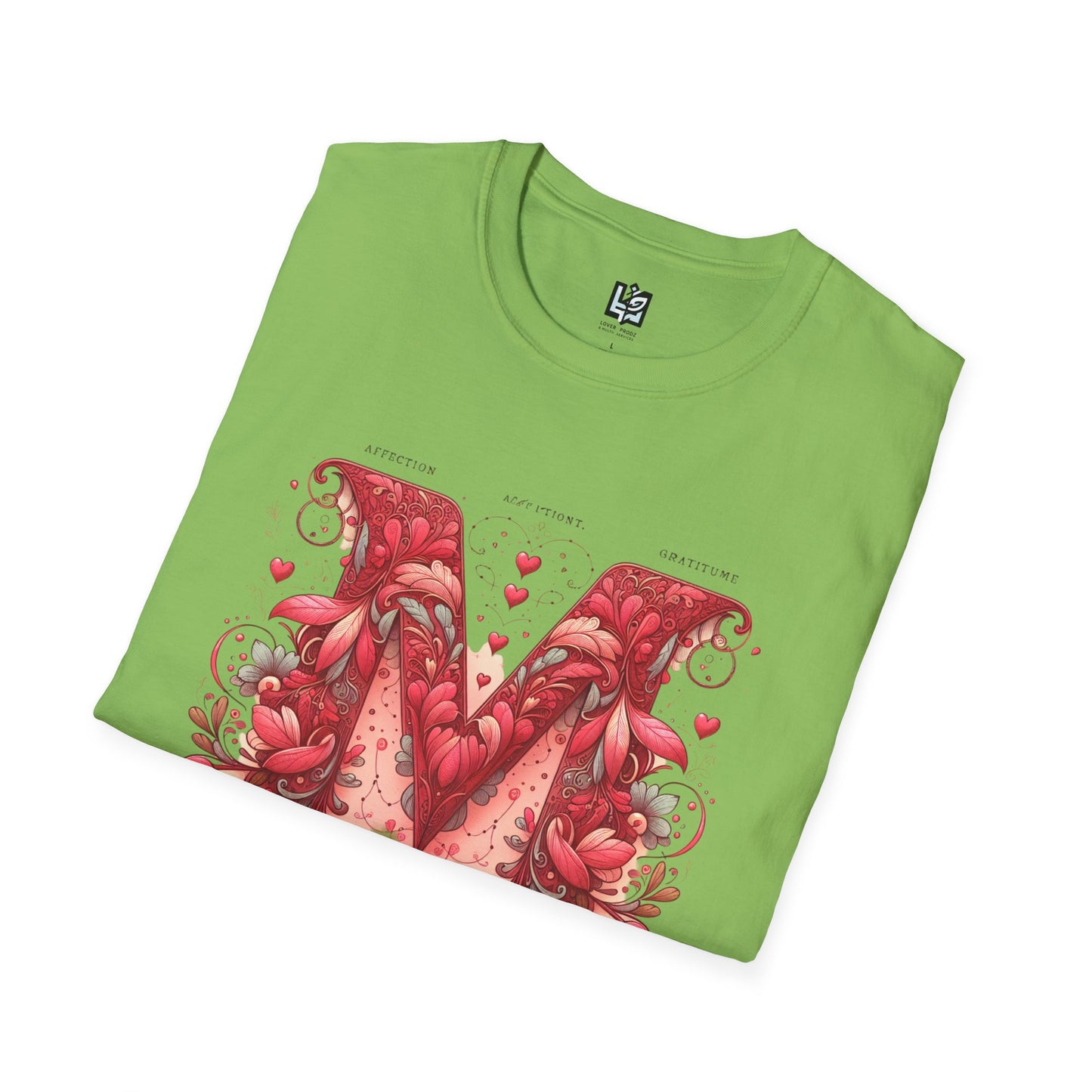 Floral Letter 'M' Unisex Softstyle T-Shirt - Perfect for Celebrations and Self-Expression