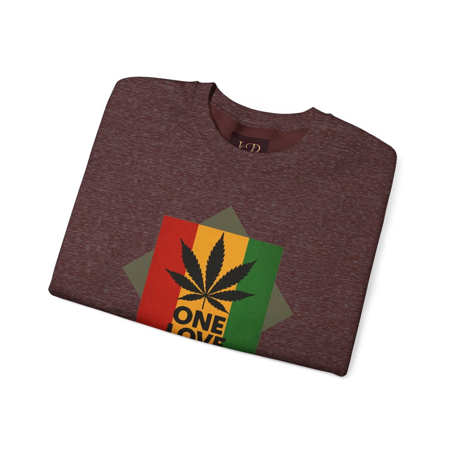 One Love Cannabis Crewneck Sweatshirt | Unisex Pullover | Cozy Streetwear, Gift for Stoners, Rasta Style Sweatshirt, Chill Vibes Apparel