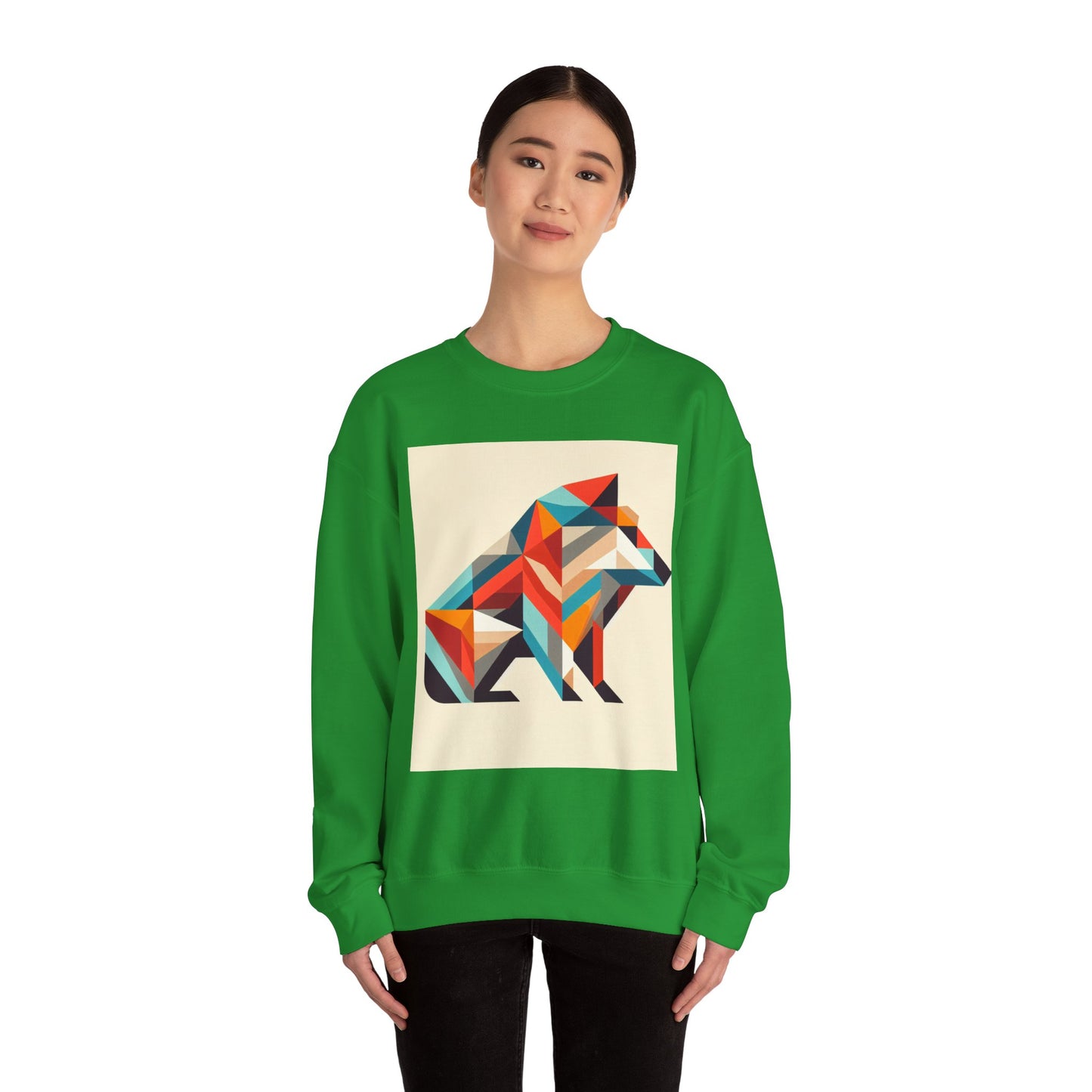 Geometric Wolf Crewneck Sweatshirt - Inspirational Quote Apparel