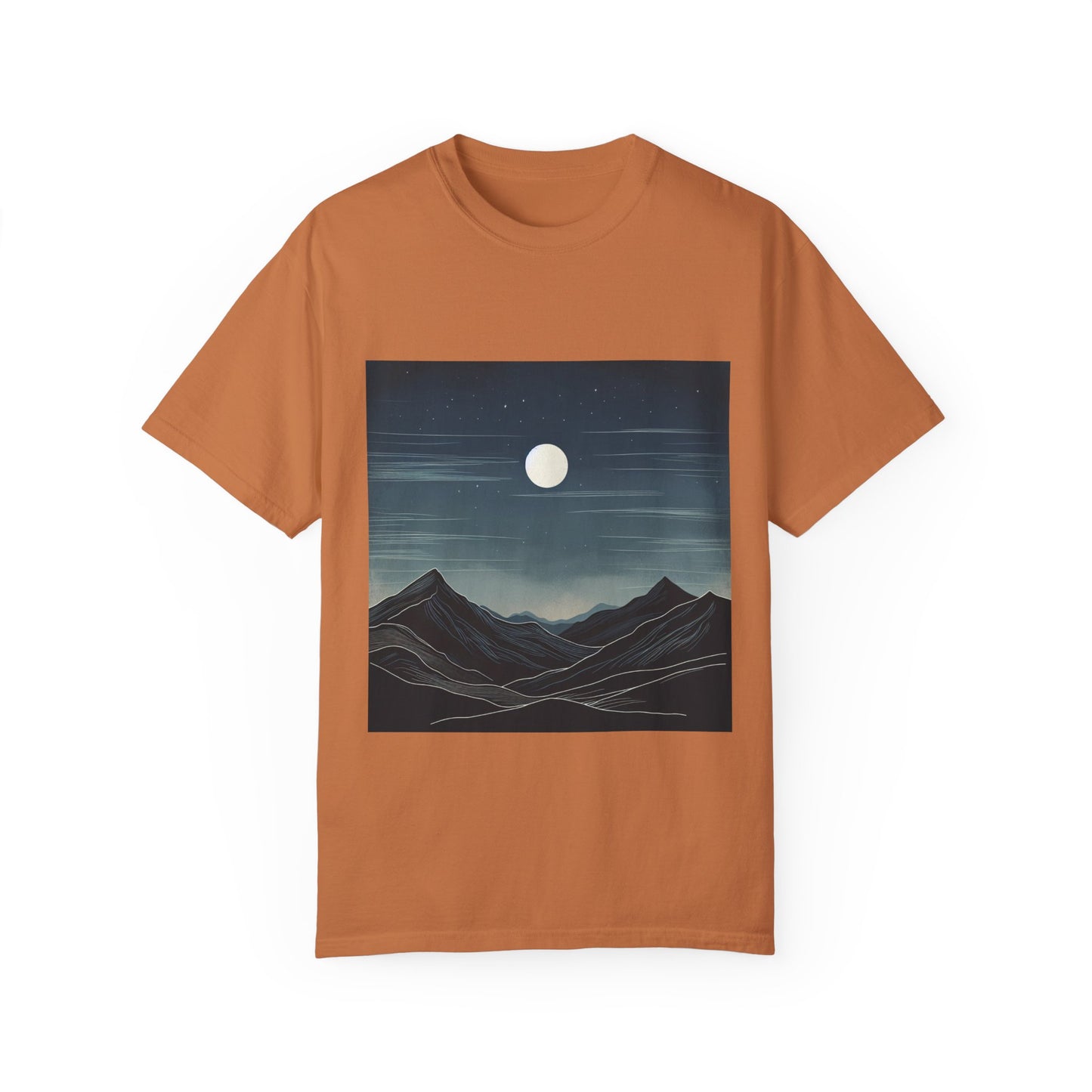 Moonlit Mountains Unisex Garment-Dyed T-shirt | Nature-Inspired Style for Adventurers