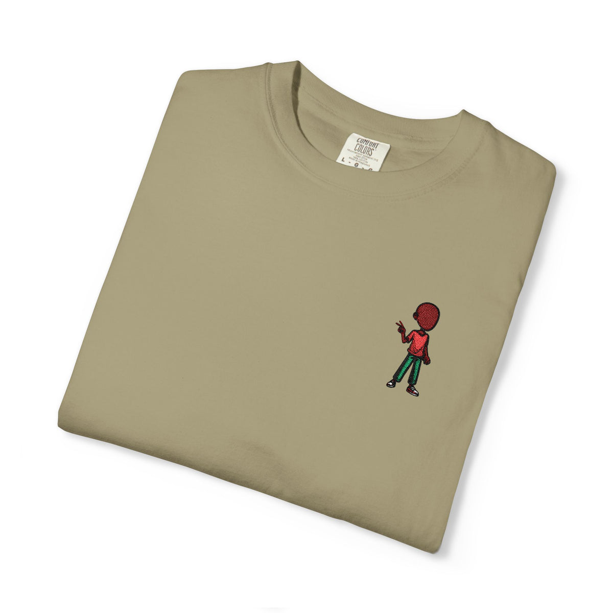 T-Shirt — Tiny Red-Haired Skateboarder Chest Graphic, Minimal Streetwear Tee