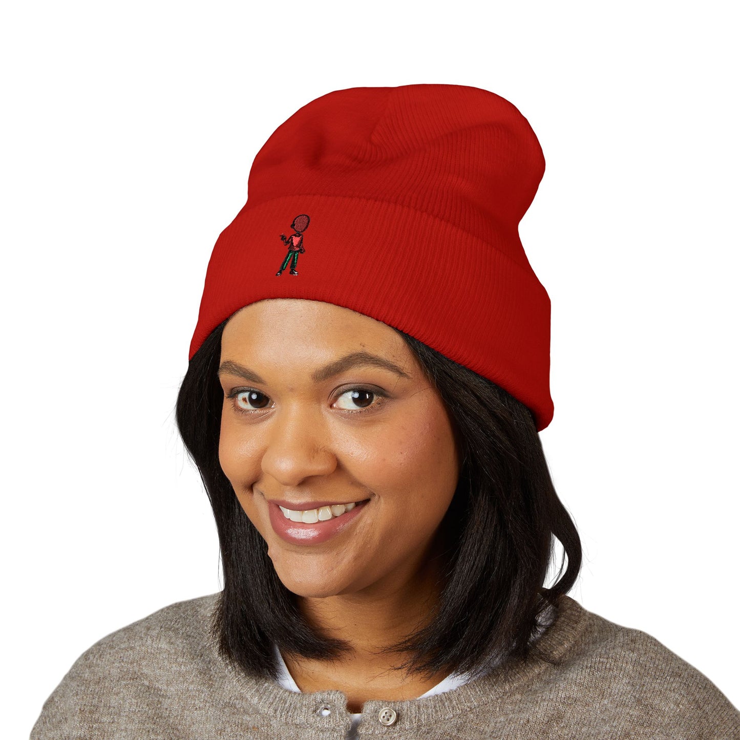 Embroidered Skate Kid Cuffed Beanie — Minimal Streetwear Winter Hat
