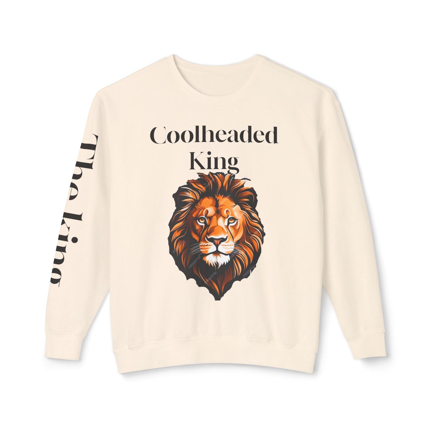 Unisex Lightweight Crewneck Sweatshirt - 'Coolheaded king' Lion Design