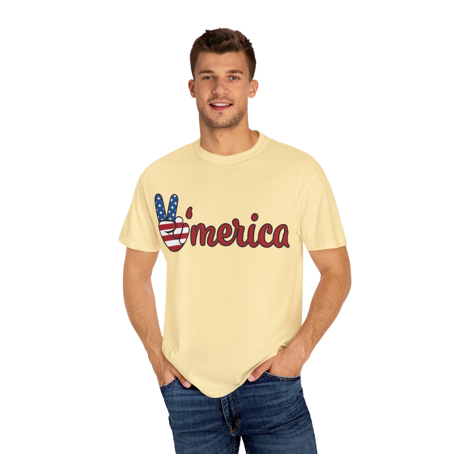 'Peace' Americana Unisex Garment-Dyed T-Shirt - Celebrate Freedom & Unity