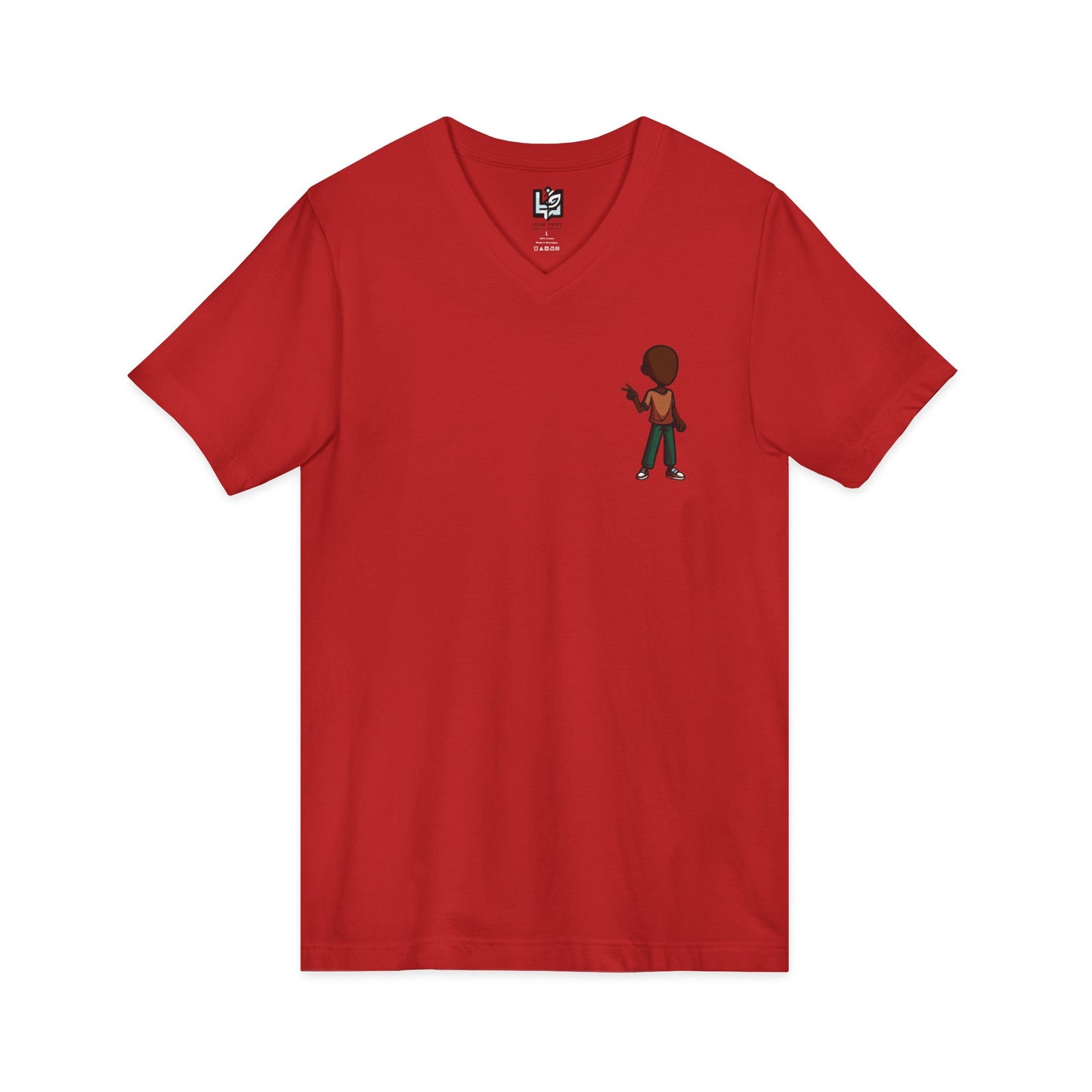 Minimalist Kid with Phone V-Neck Tee