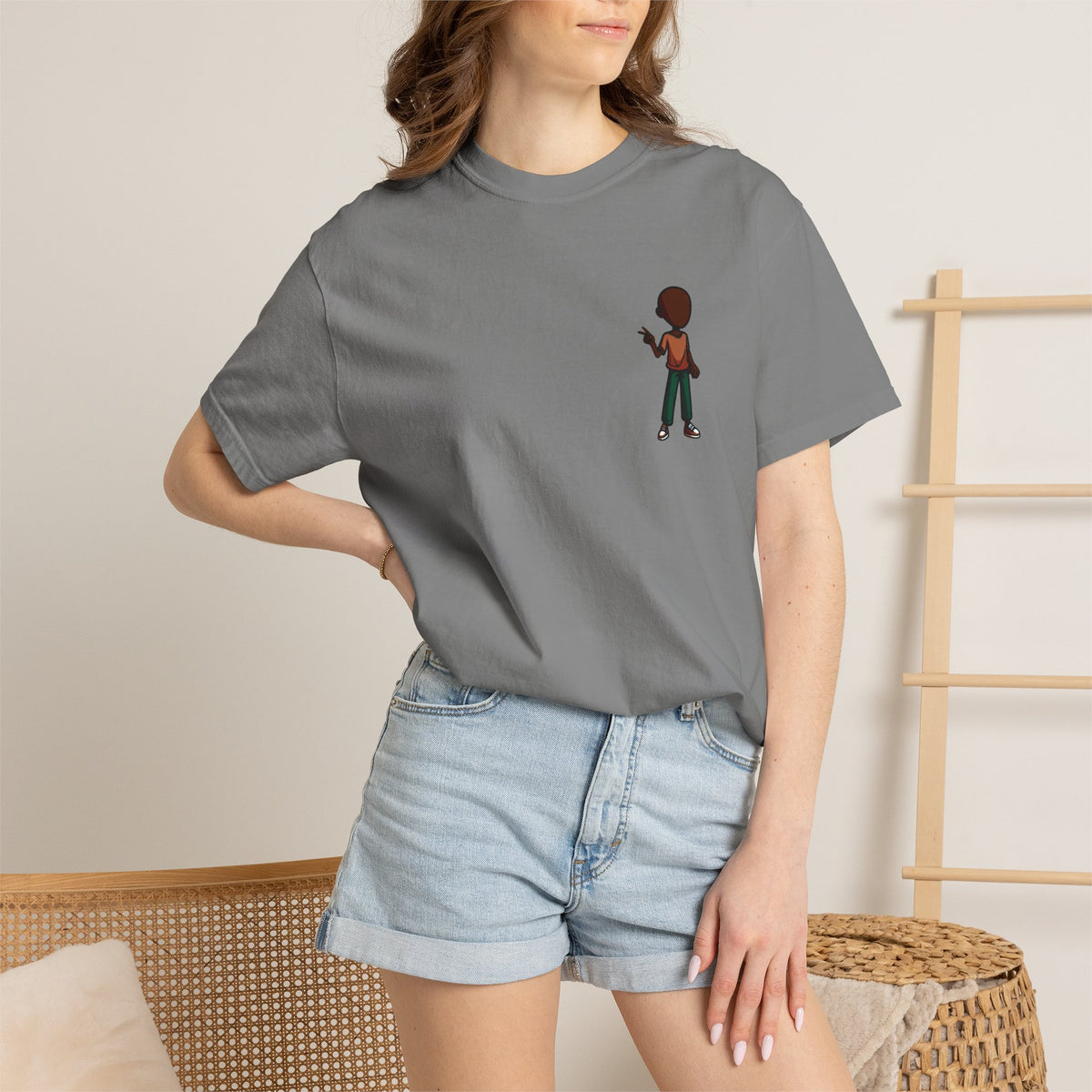 Minimalist Little Boy Graphic T-Shirt — Small Chest Illustration, Casual Kids/Youth Tee