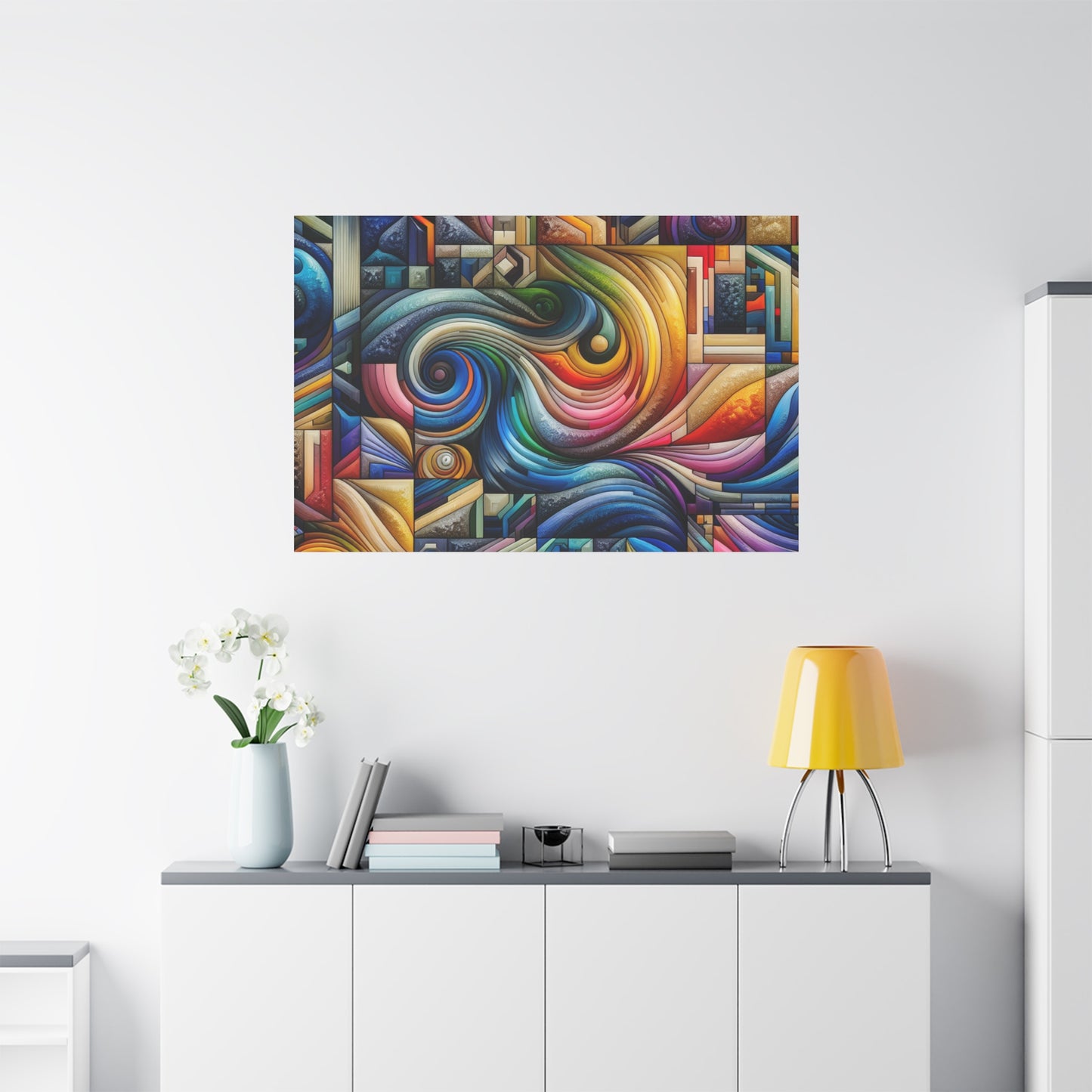 Vibrant Abstract Swirl Matte Canvas Art - Colorful Home Decor